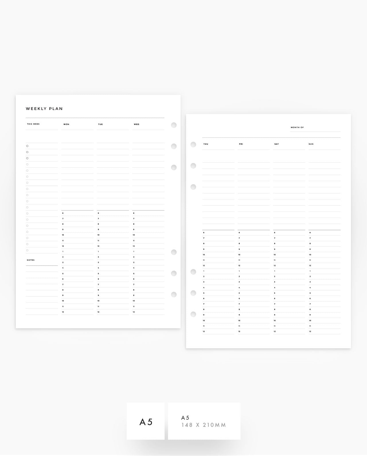 MN205 - Weekly Vertical Hourly Planner Inserts - PDF