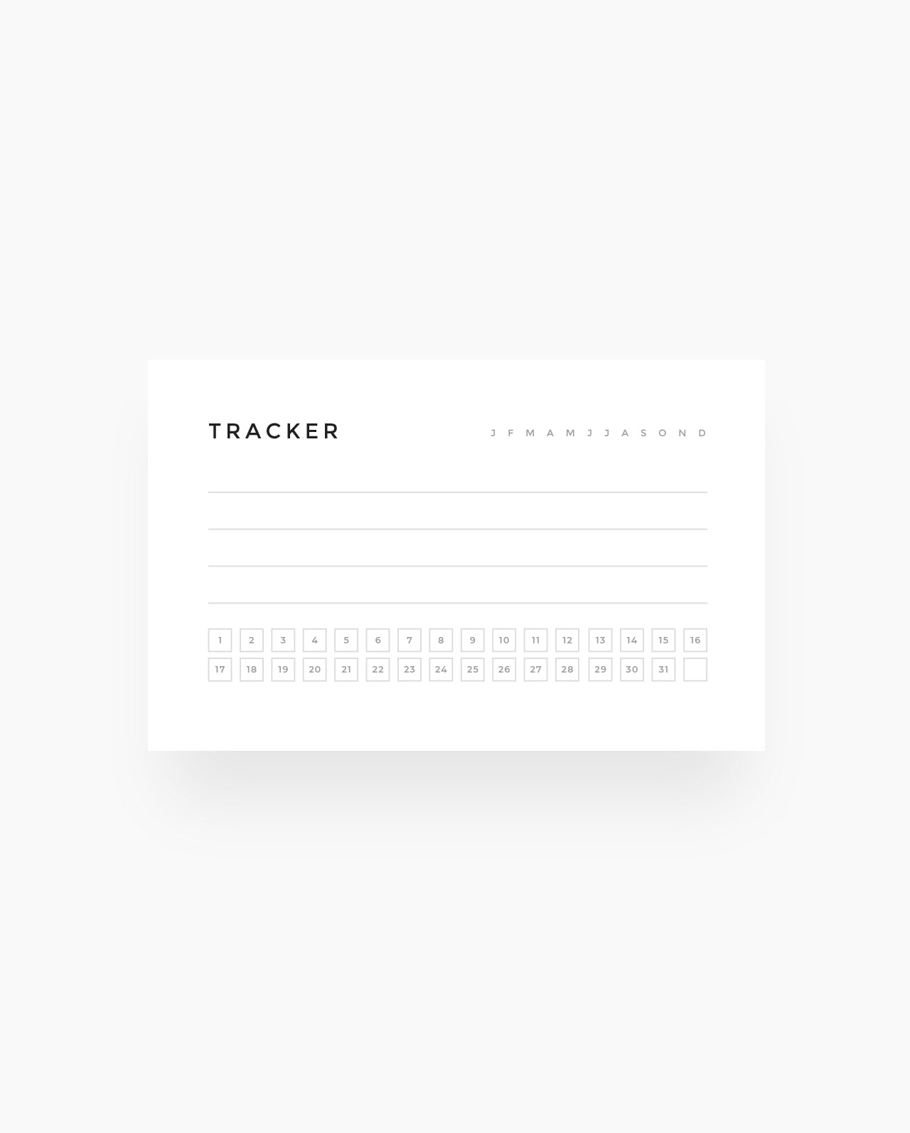 WC006 - Monthly Tracker - Wallet Cards