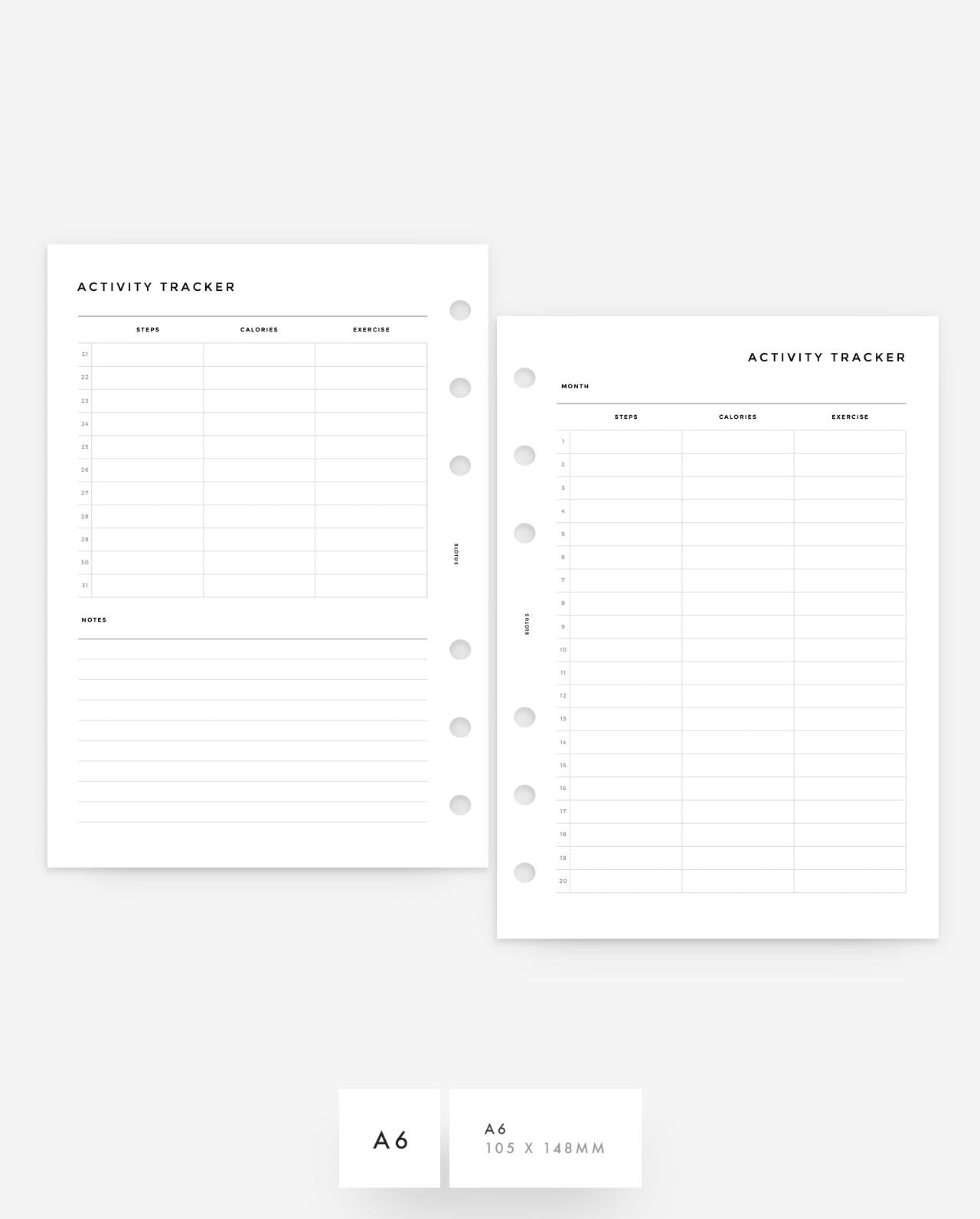 MN155 - Activity Tracker Planner Inserts (Special Order)
