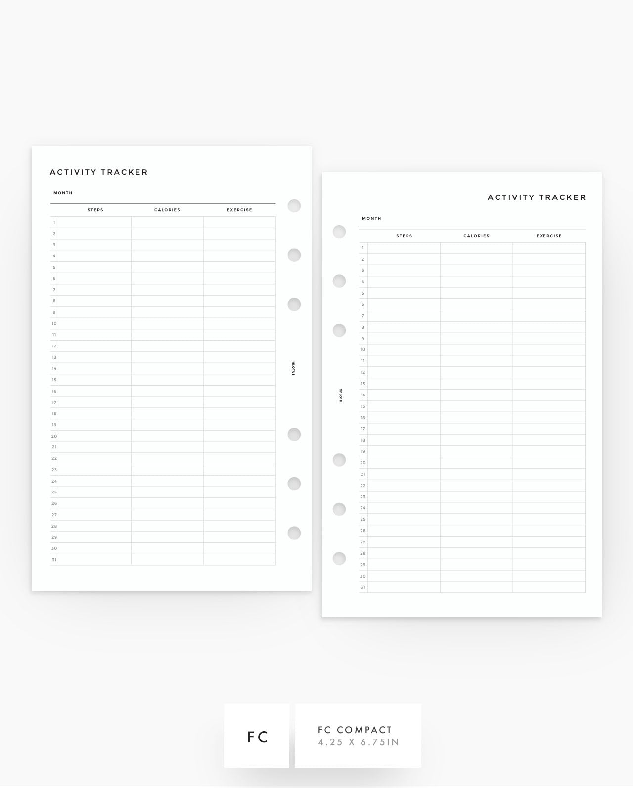MN155 - Activity Tracker Planner Inserts (Special Order)