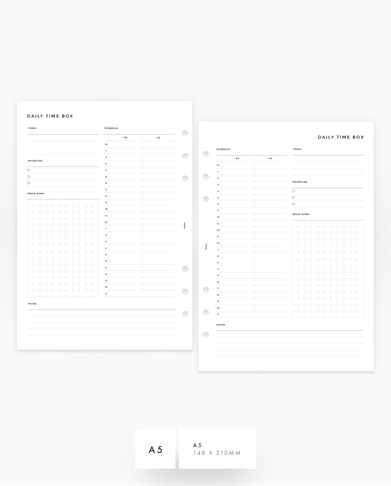 MN068 - Daily Time Box - Planner Inserts (Special Order)