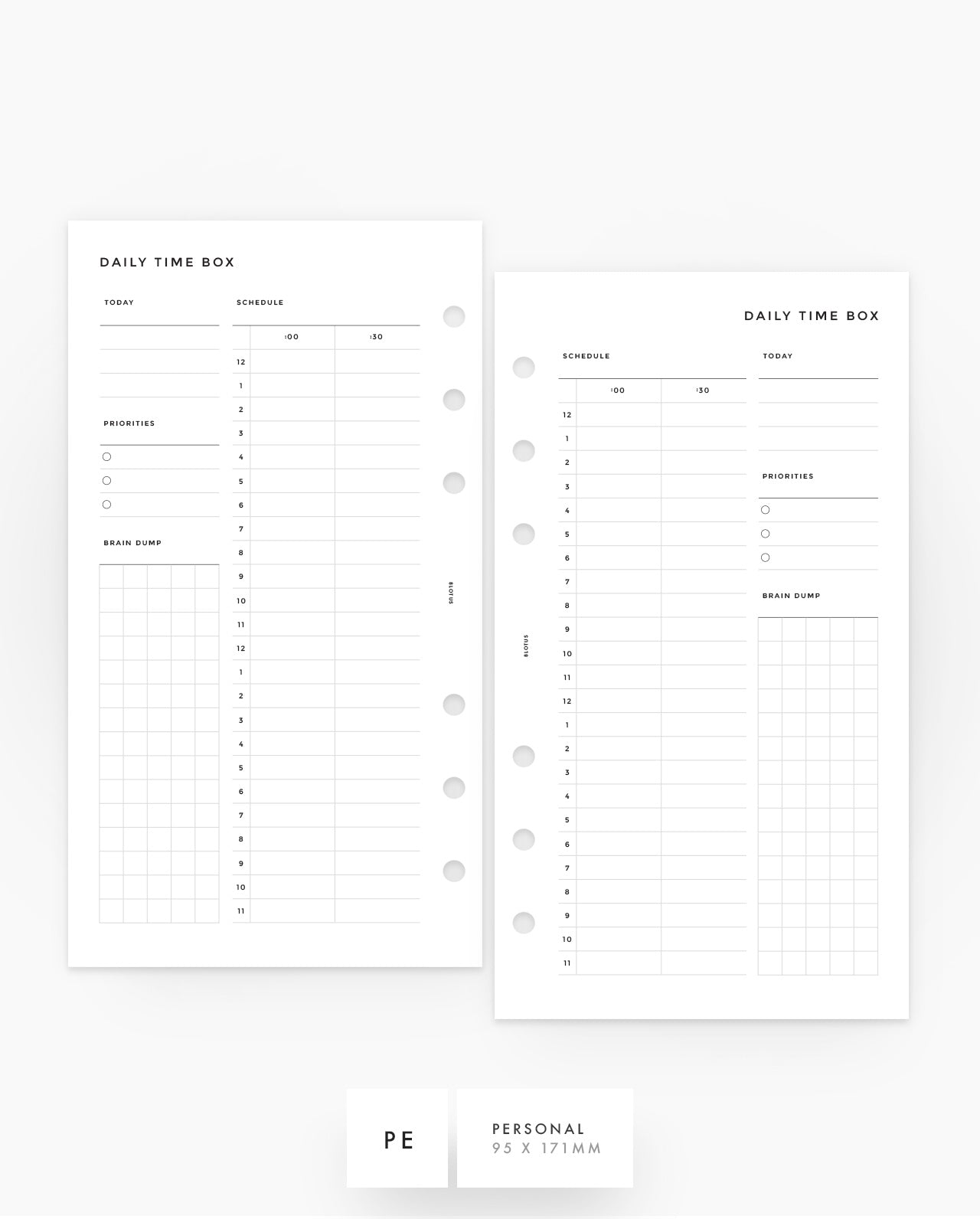 MN068 - Daily Time Box - Planner Inserts (Special Order)