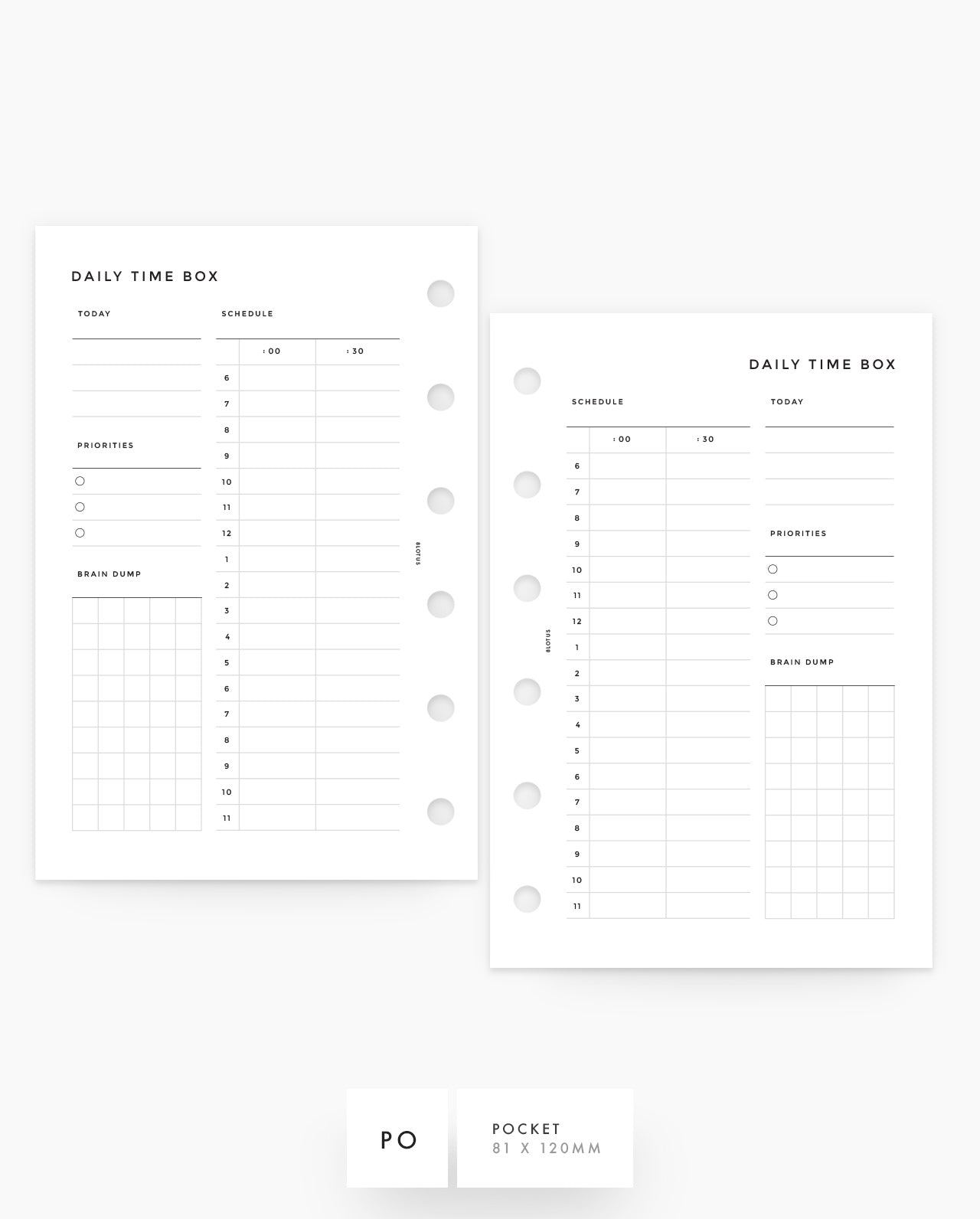 MN068 - Daily Time Box - Planner Inserts (Special Order)
