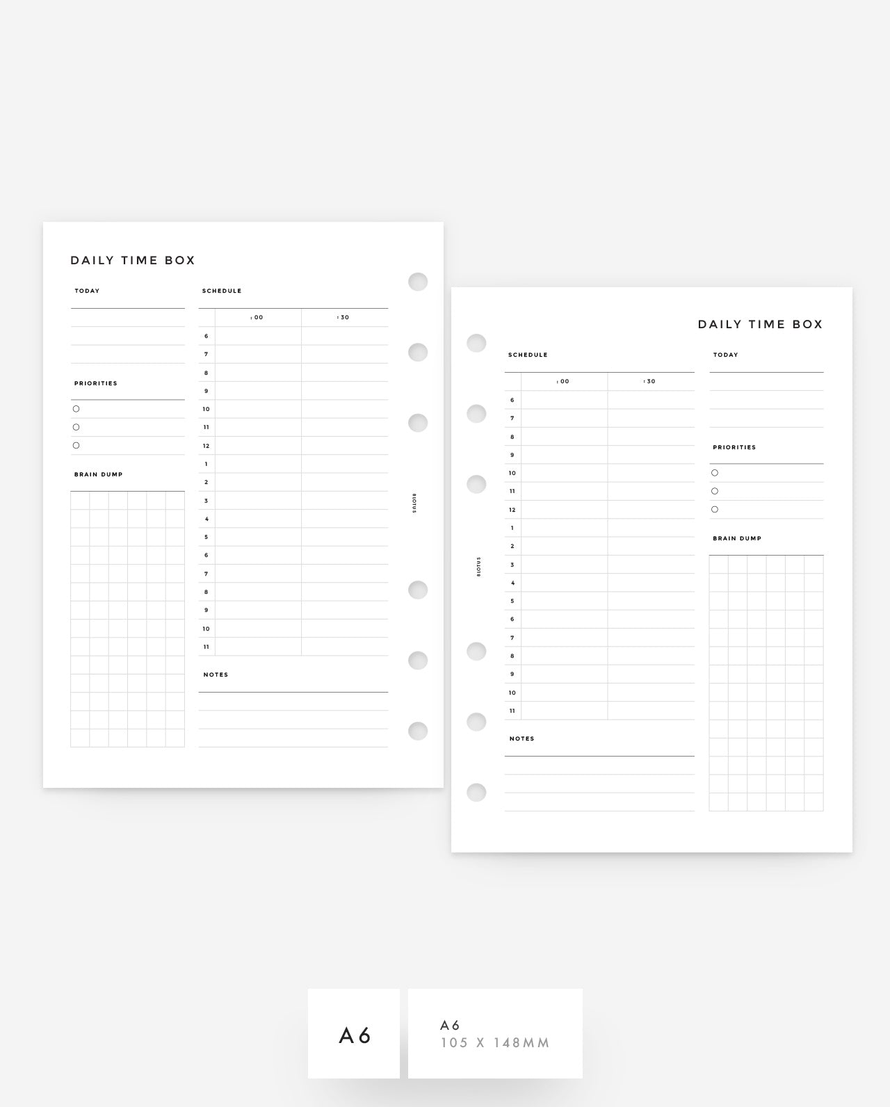 MN068 - Daily Time Box - Planner Inserts (Special Order)