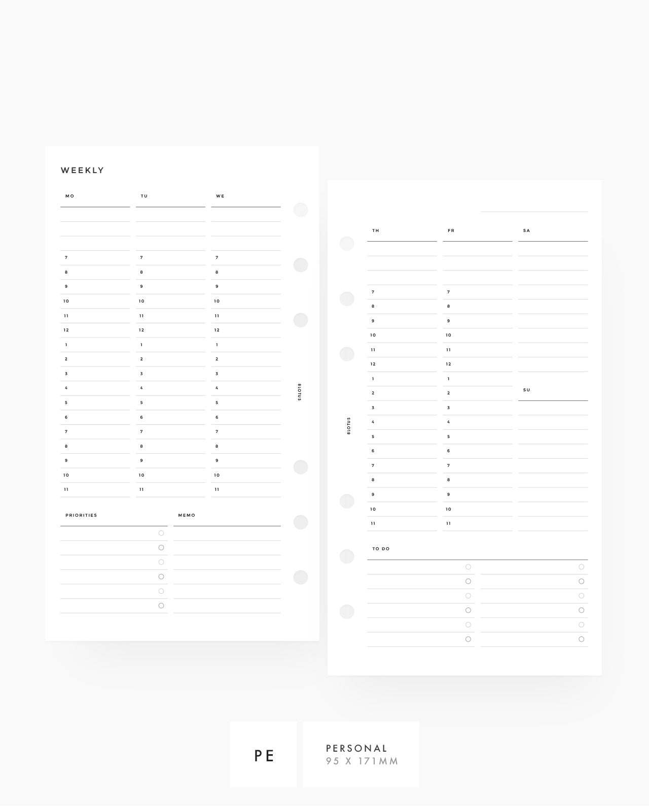 MN025 - Weekly Hourly Planner Inserts