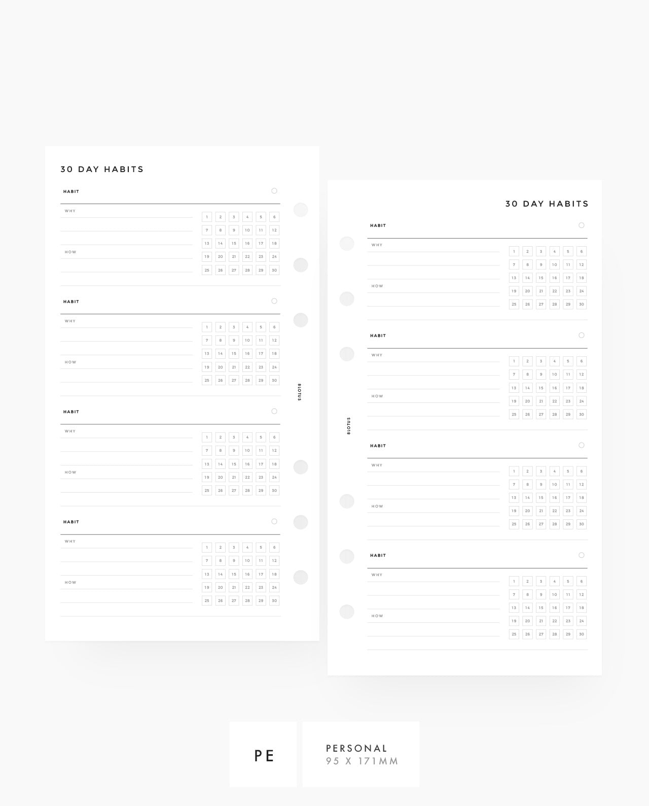 MN057 - 30 Day Habit Tracker PRINTABLE Inserts