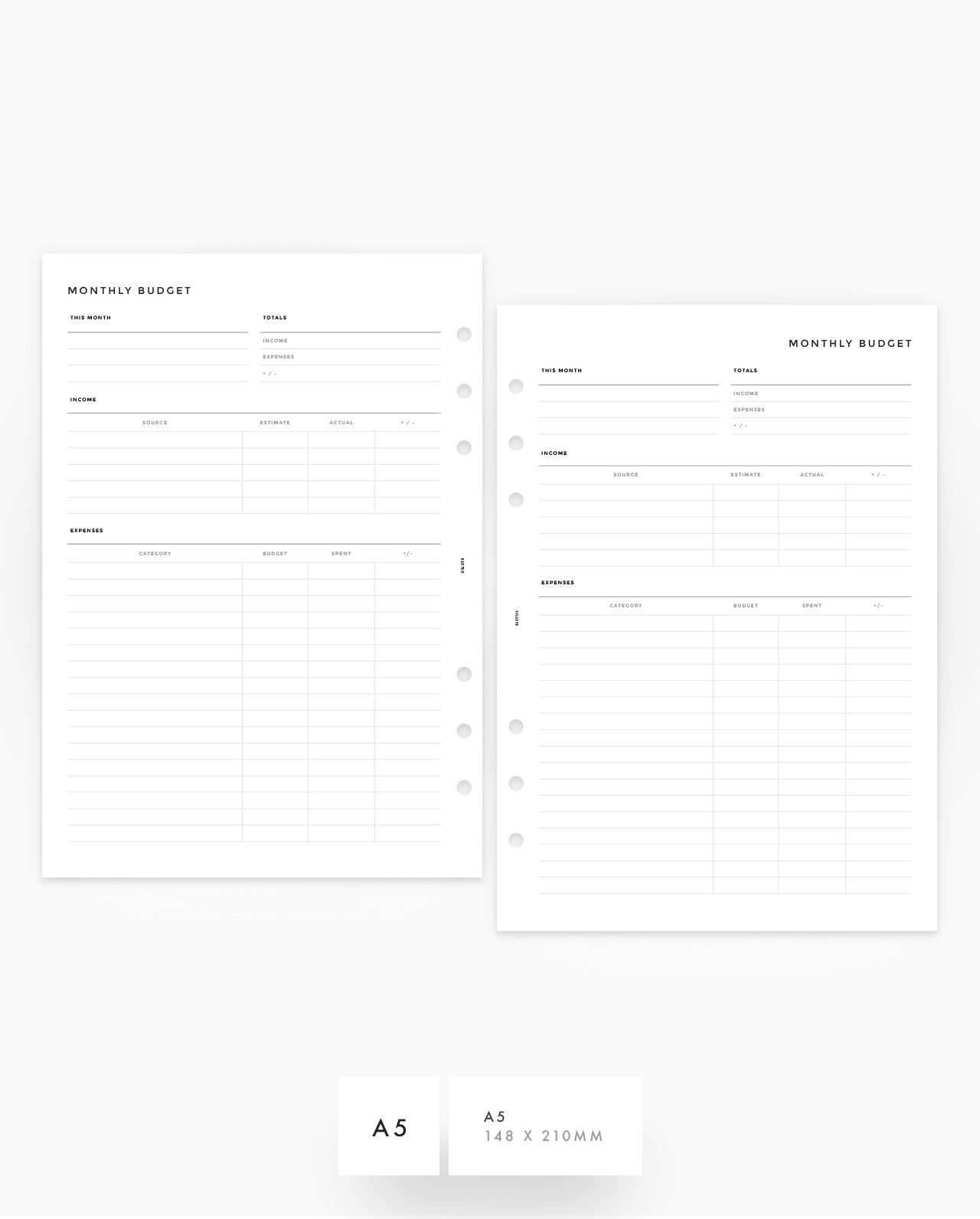 MN148 - Simple Monthly Budget Planner Inserts (Special Order)