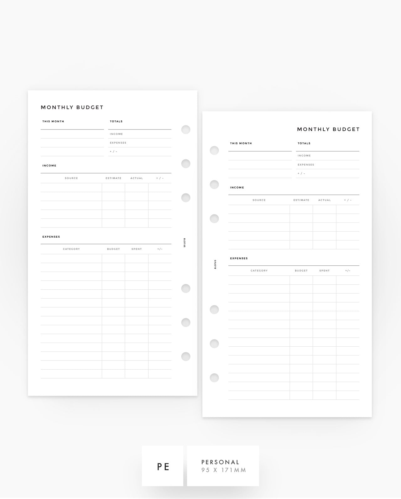 MN148 - Simple Monthly Budget Planner Inserts (Special Order)