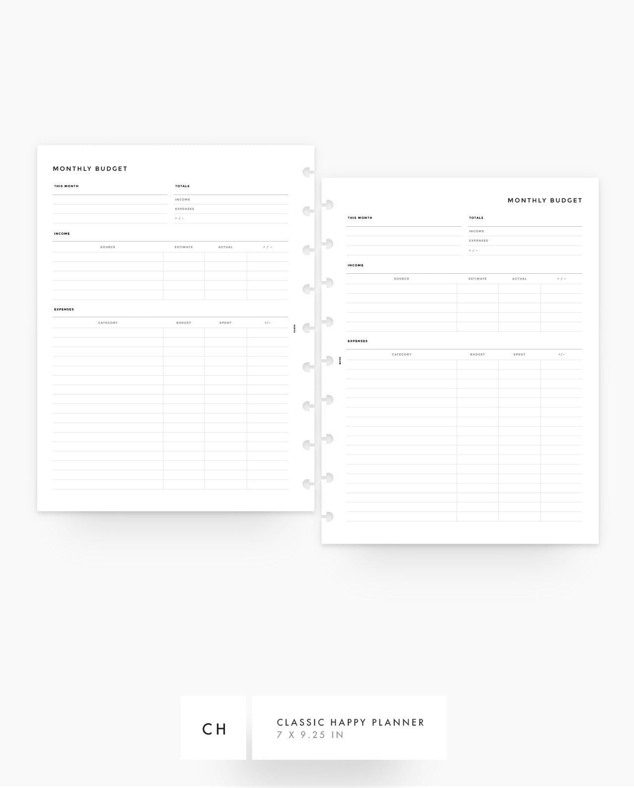 MN148 - Simple Monthly Budget Planner Inserts (Special Order)