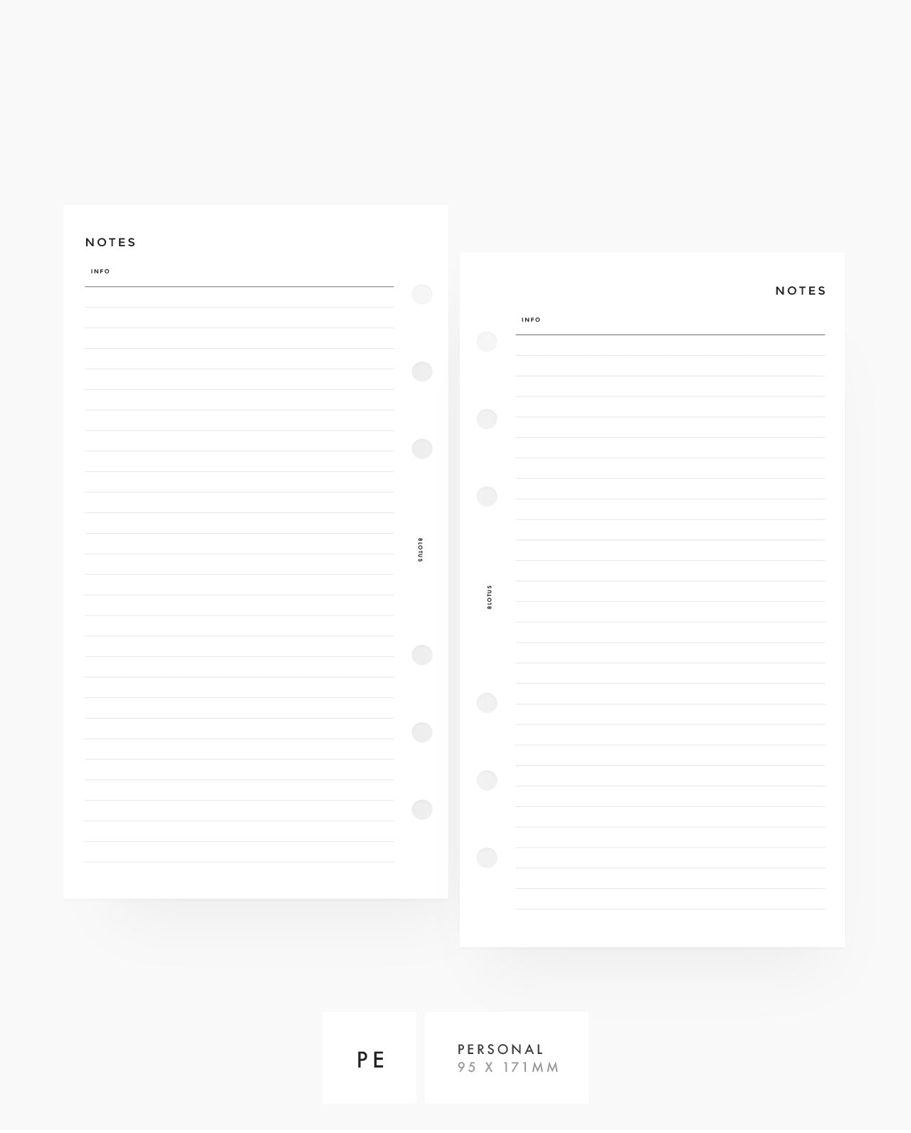 Lined Notes printable planner inserts personal rings