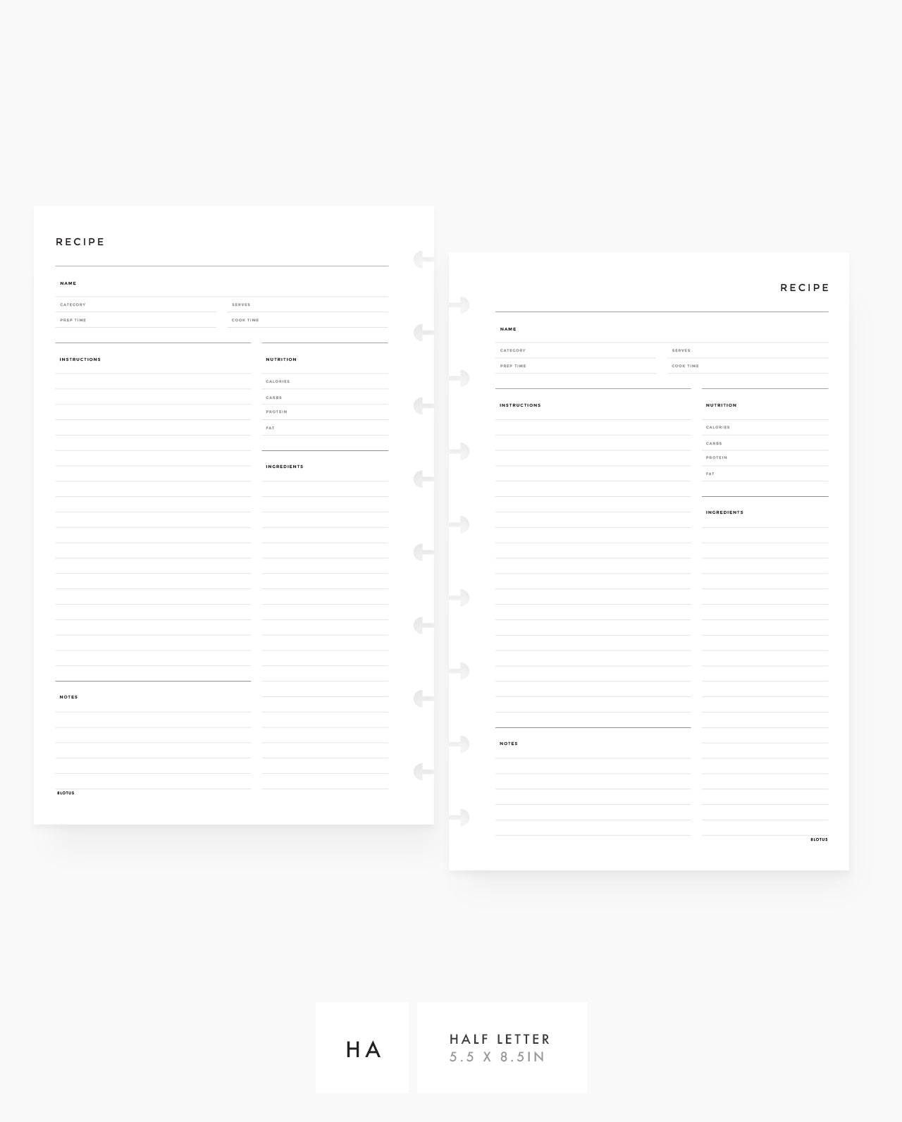 MN061 - Recipe Planner - SPECIAL ORDER