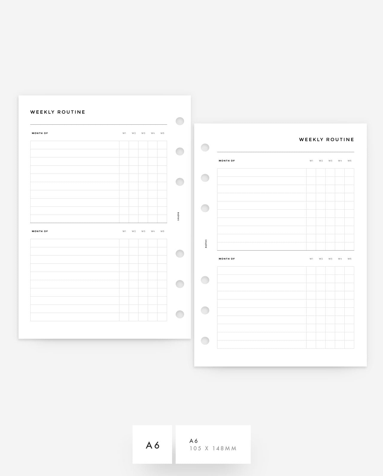 MN184 - Weekly Routine Planner Inserts (Special Order)