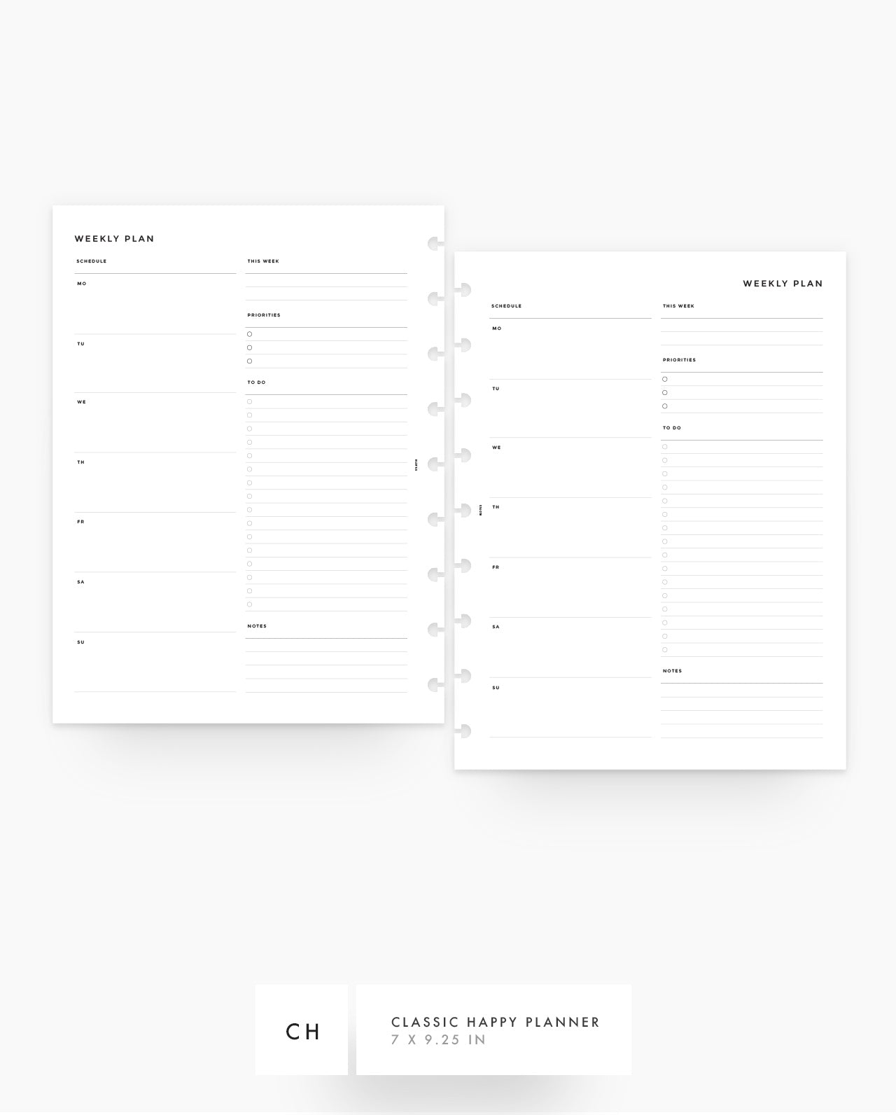 MN007 - Weekly Overview Planner Inserts