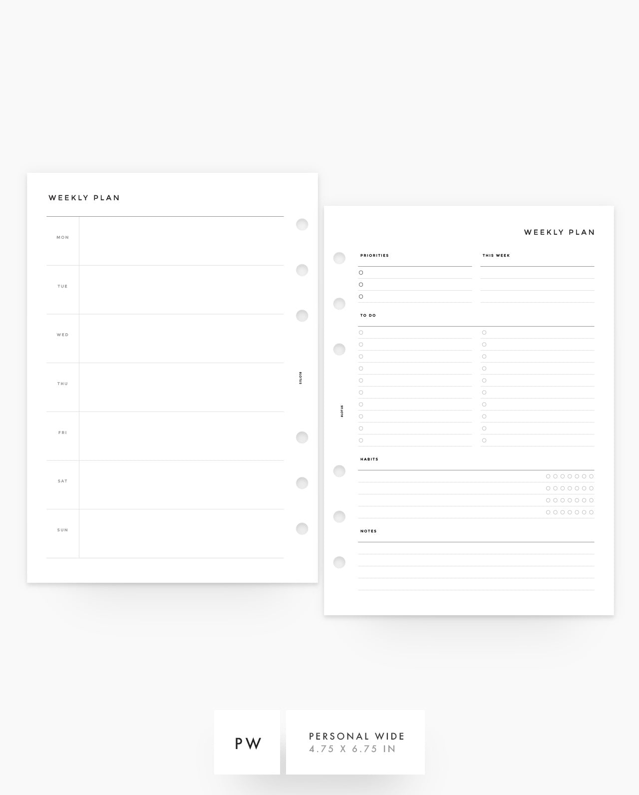 MN075 - Horizontal Weekly List & Habit Tracker Planner Inserts (Special Order)