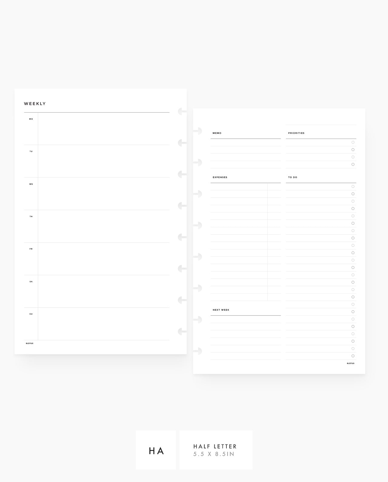 MN021 - Weekly Horizontal w/ Expenses - PDF