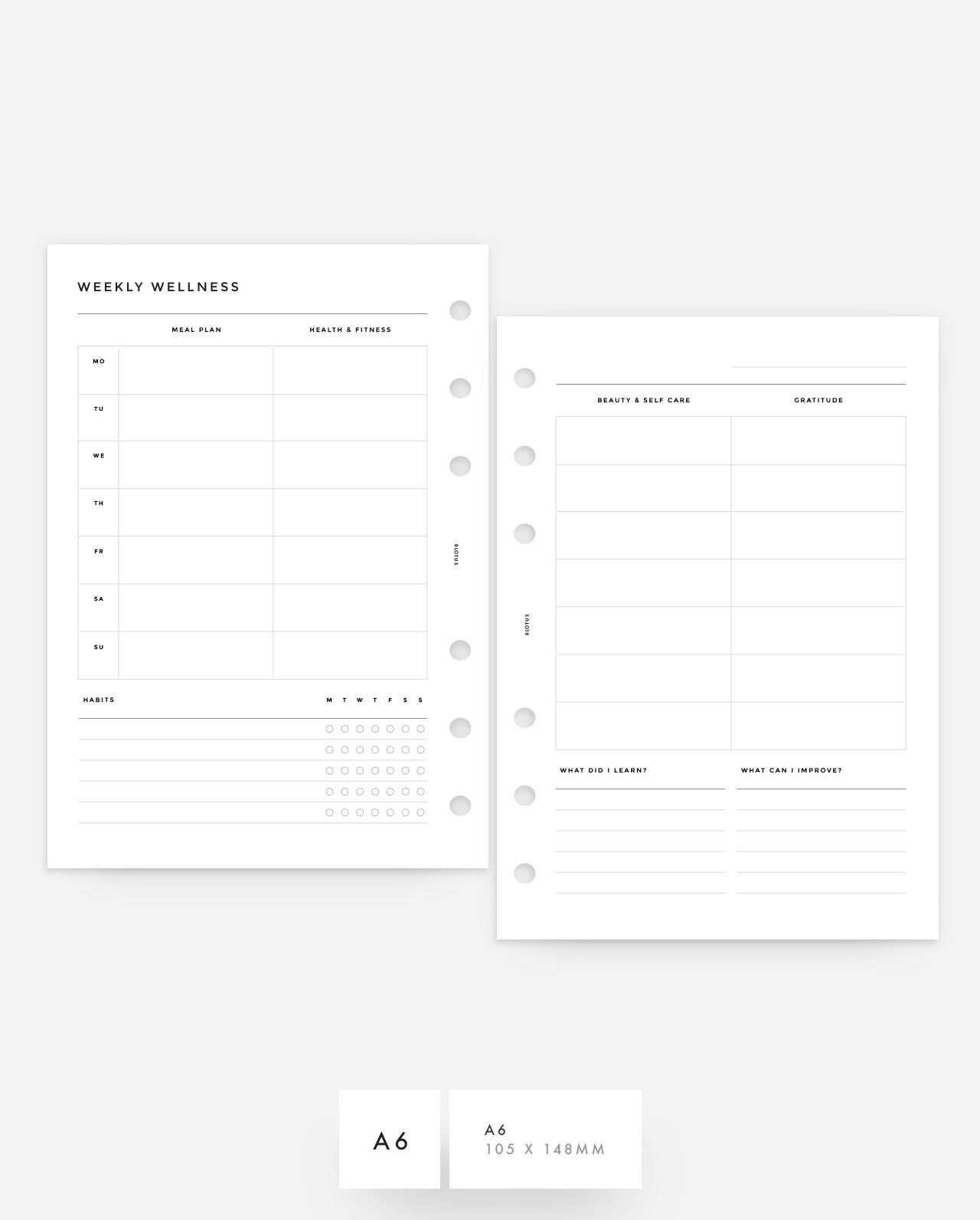MN049 - Weekly Wellness Planner Inserts - SPECIAL ORDER