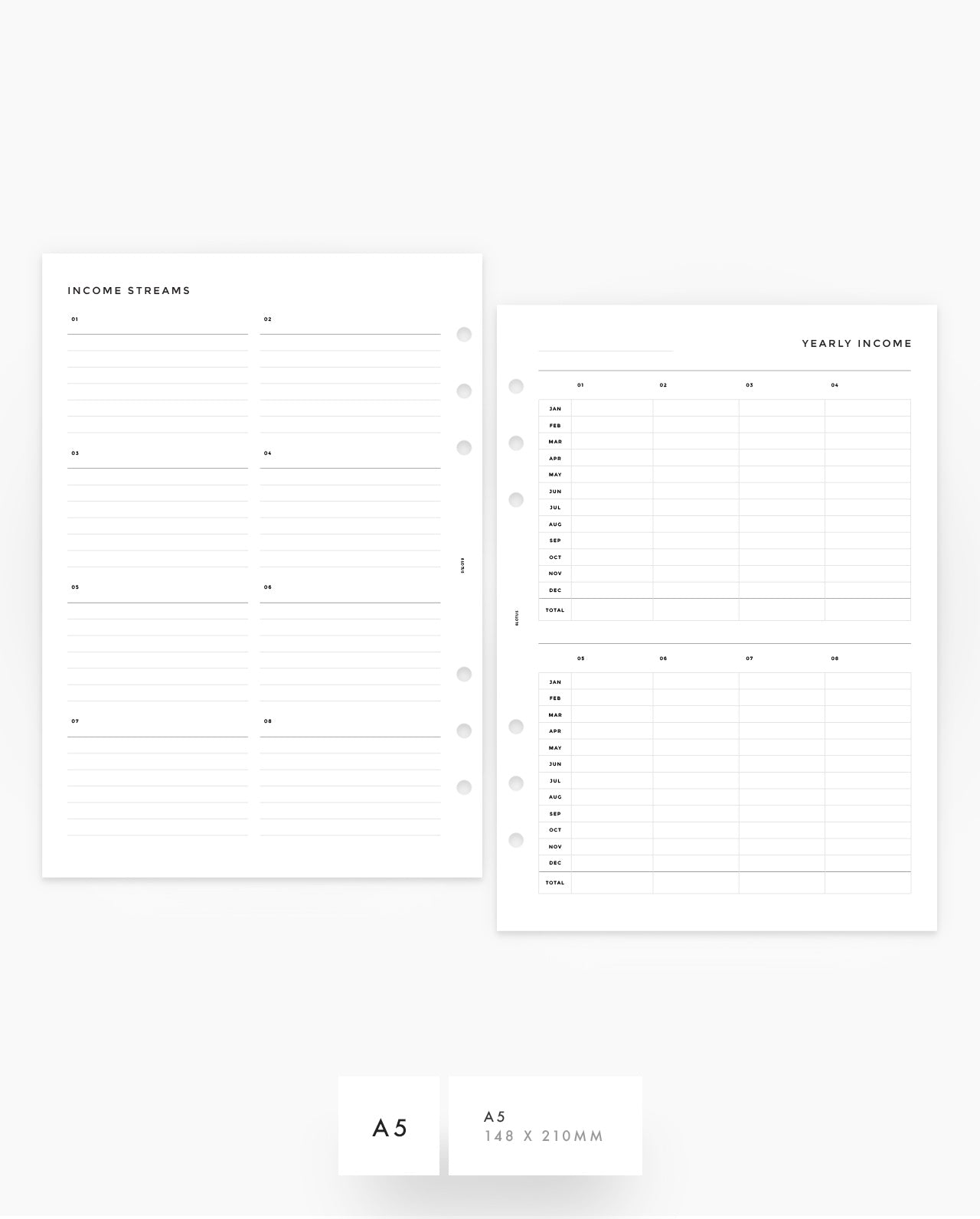 MN145 - YEARLY INCOME SOURCES Planner Inserts (Special Order)