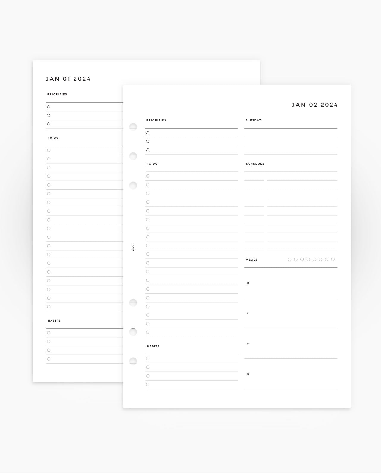 MN040 - 2024 Daily Meals & Habits Planner Inserts - DO1P (PREORDER)
