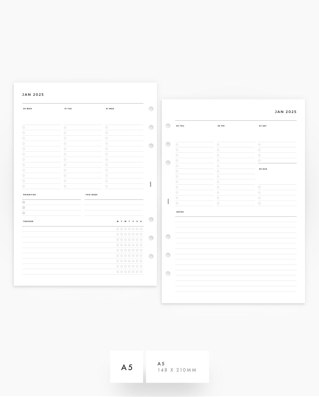 MN236 - 2025 Dual Weekly Planner Inserts  - WO4P - Printable PDF