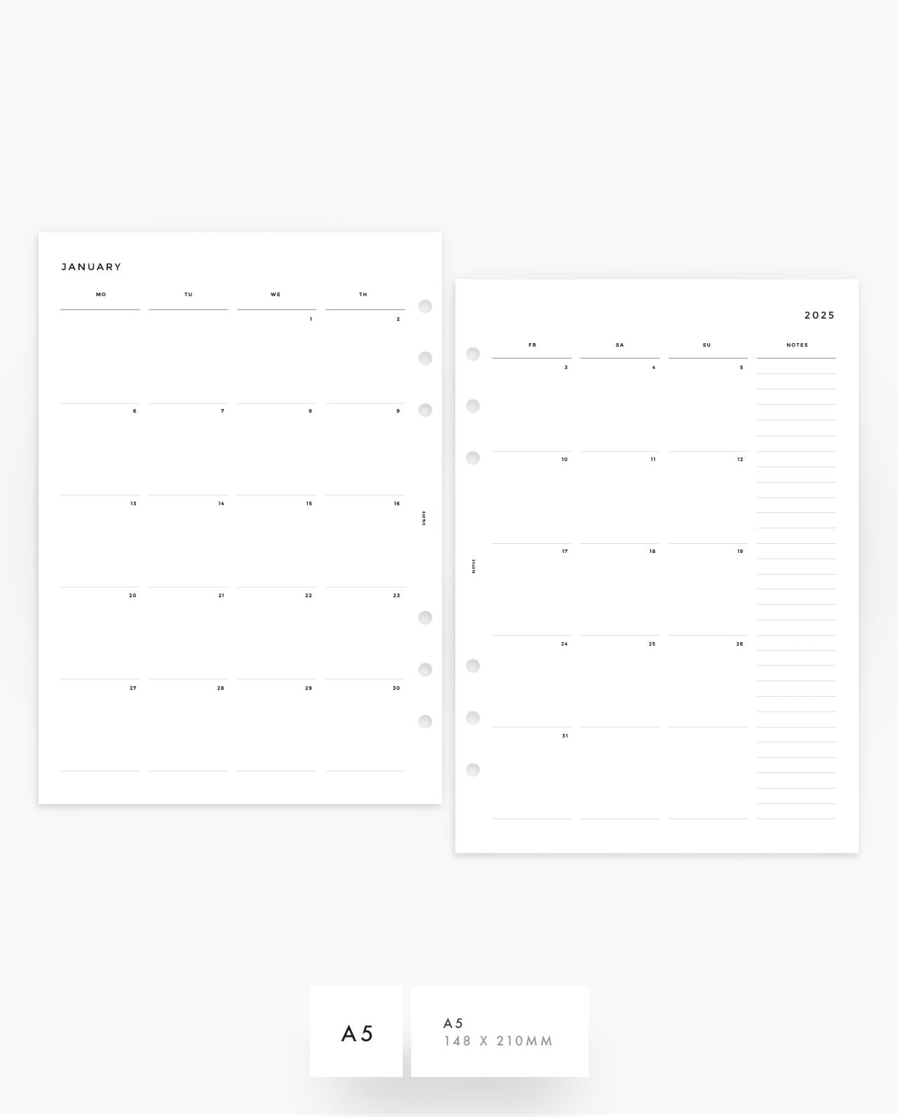 MN016 - 2025 Monthly Planner Inserts - MO4P (PREORDER)