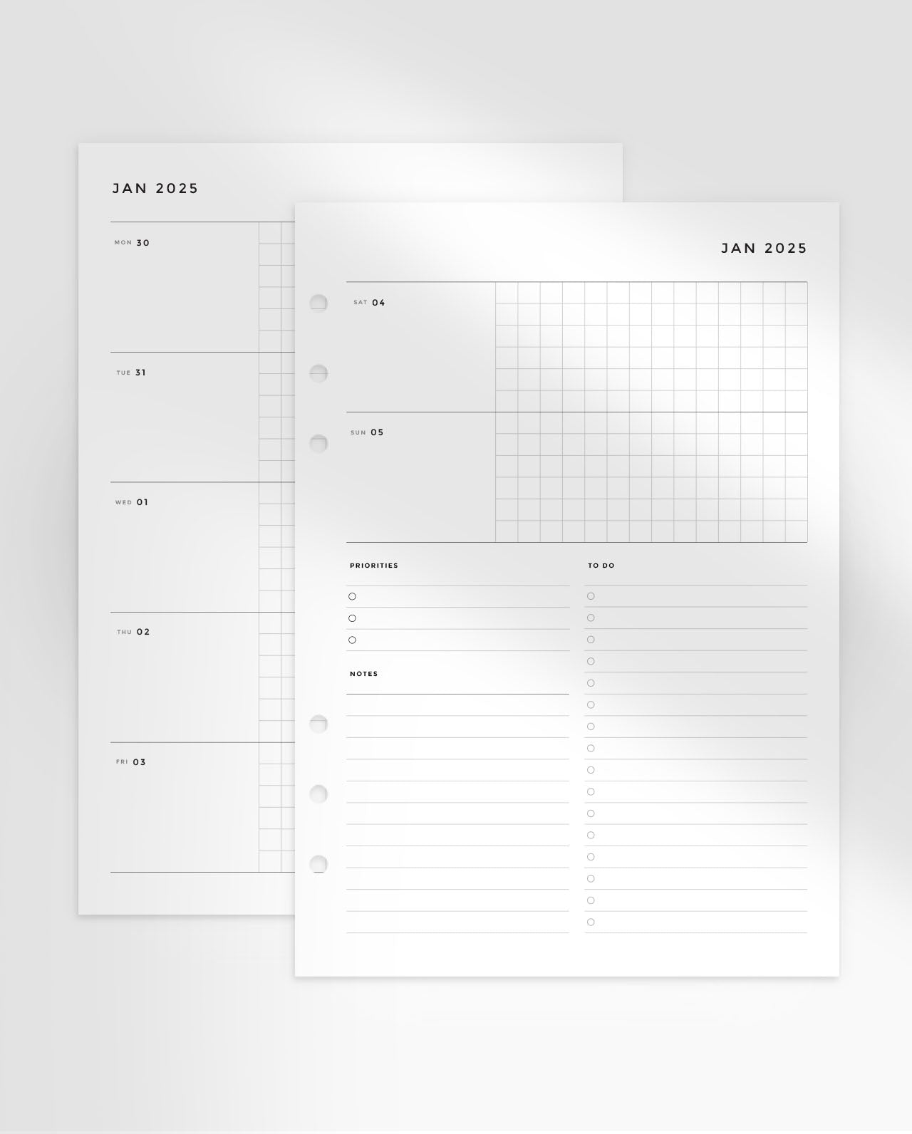 MN202 - 2025 Weekly Horizontal Grid Planner Inserts - WO2P