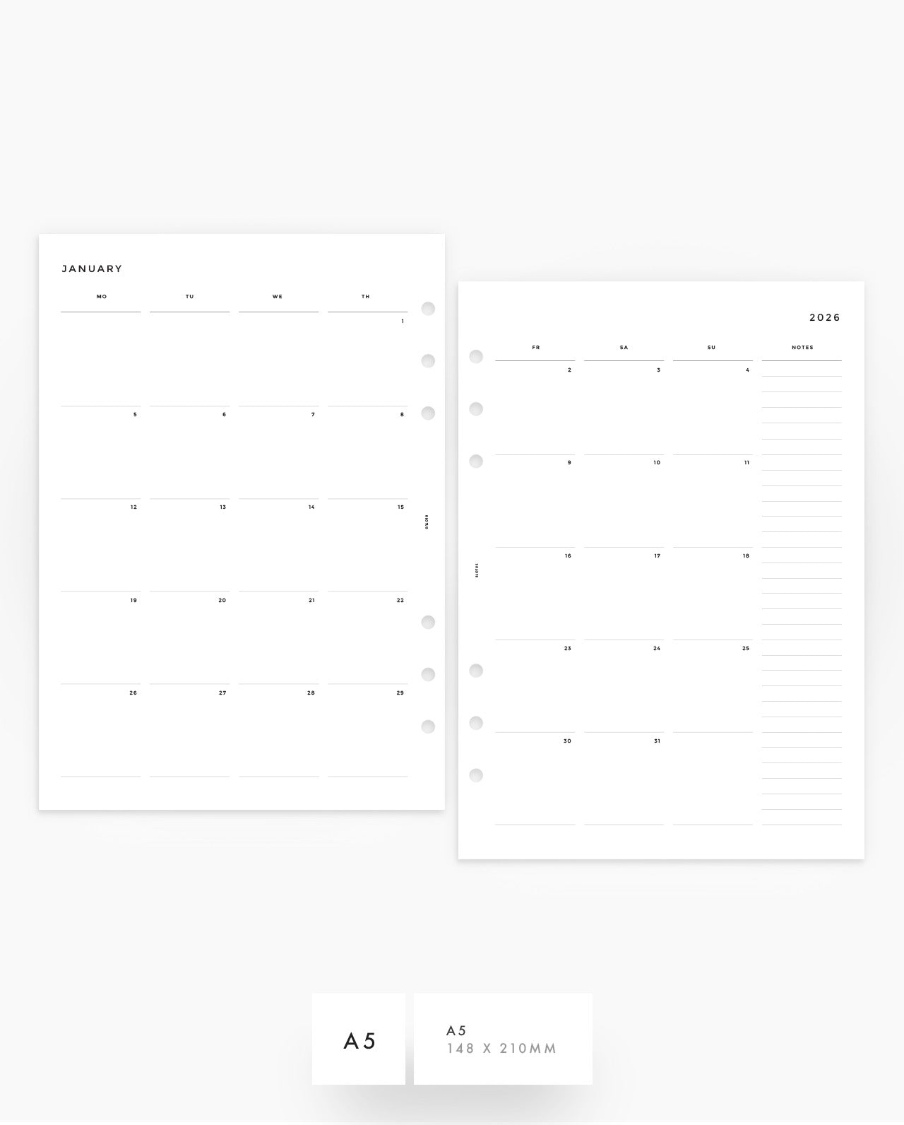 MN197 - 2026 Monthly Calendar Planner Inserts - MO2P