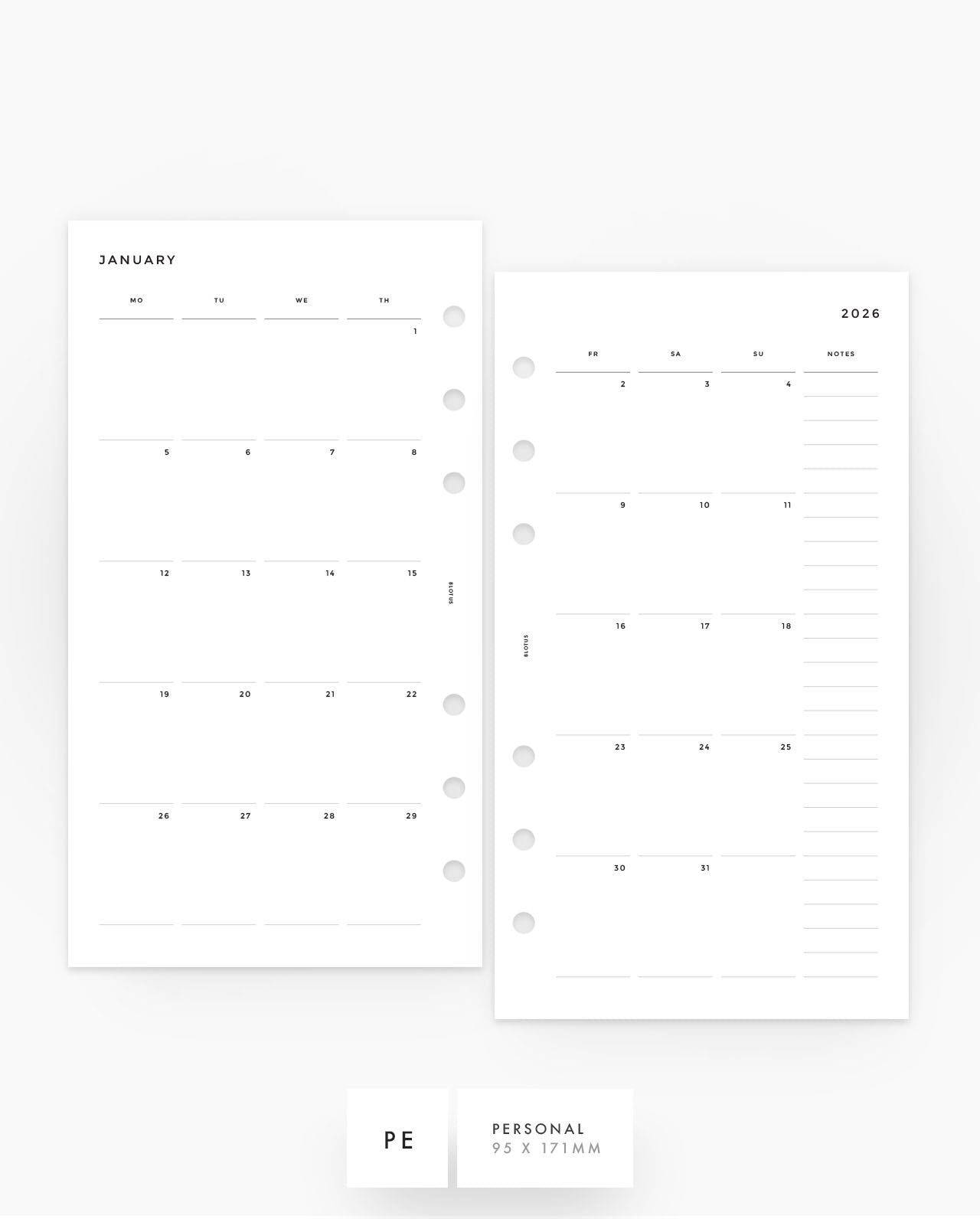 2026 Monthly Planner Insert - 8LOTUS