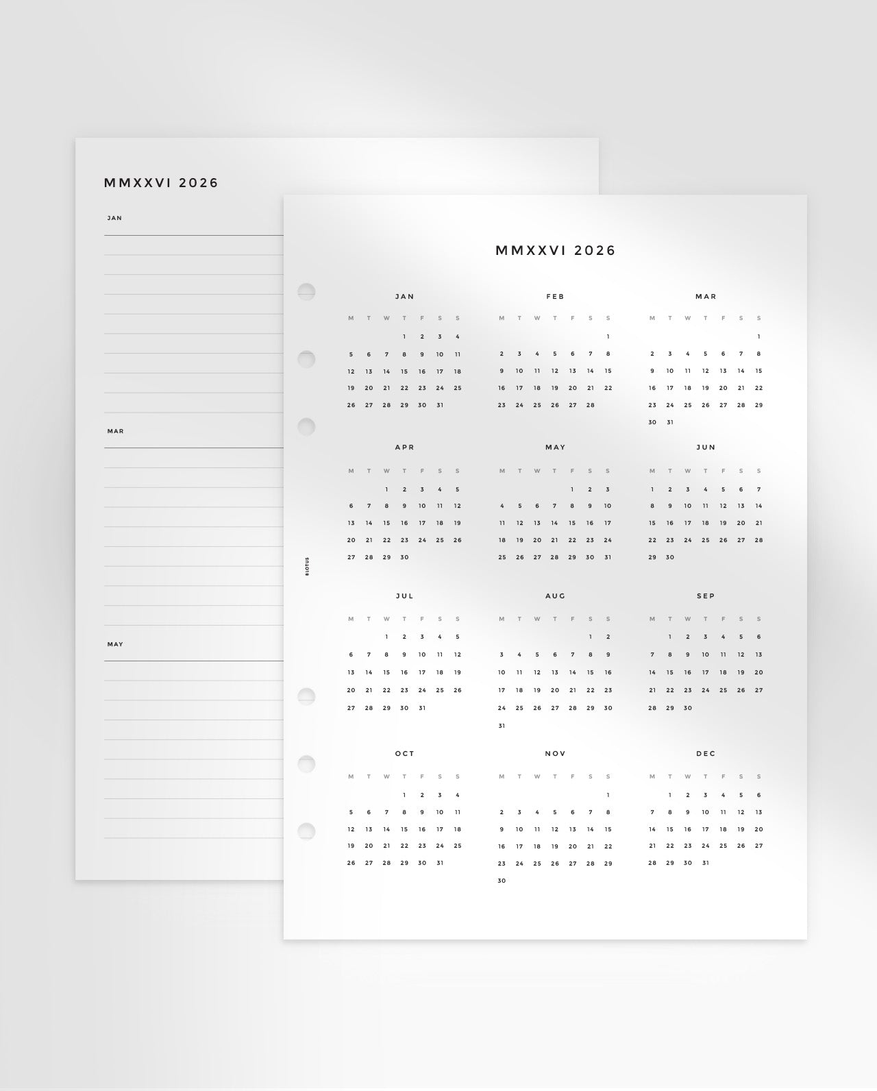 MN018 - 2026 Yearly Overview - Printable PDF