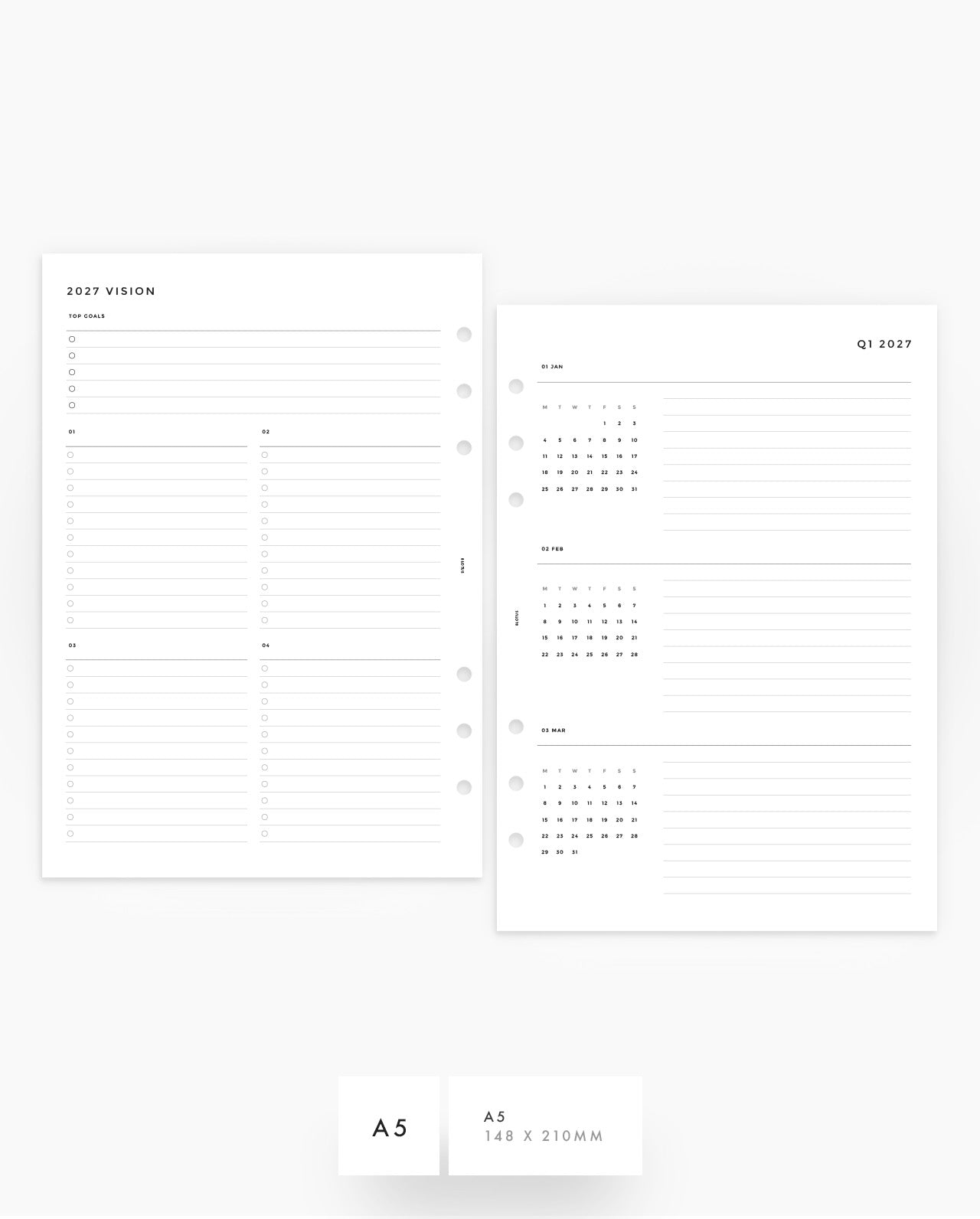MN018 - 2027 Yearly & Quarterly Overview Planner Inserts - PREORDER