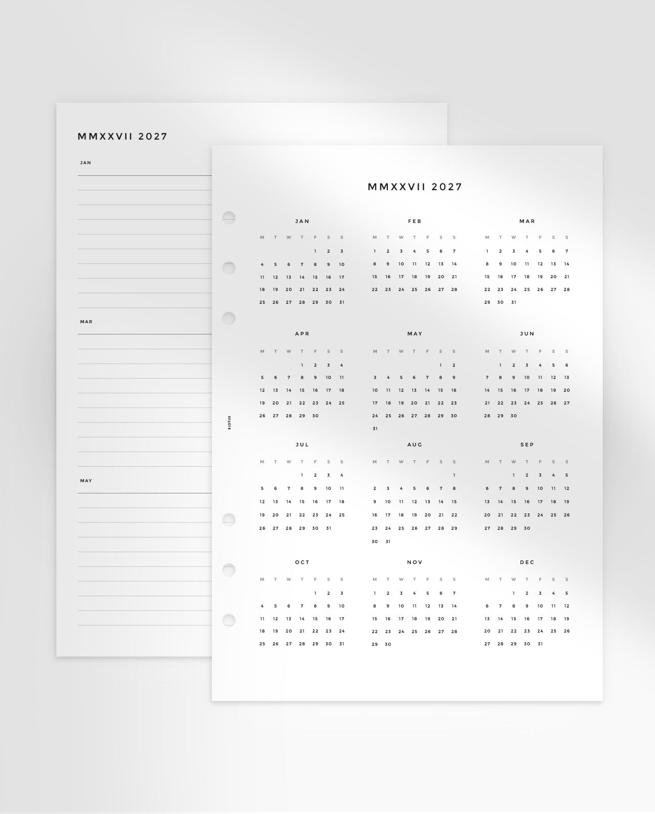 MN018 - 2027 Yearly & Quarterly Overview Planner Inserts - PREORDER