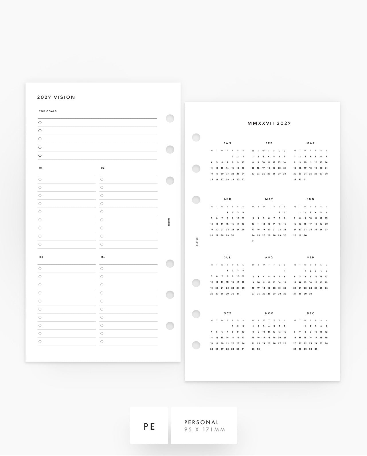 MN018 - 2027 Yearly & Quarterly Overview Planner Inserts - PREORDER