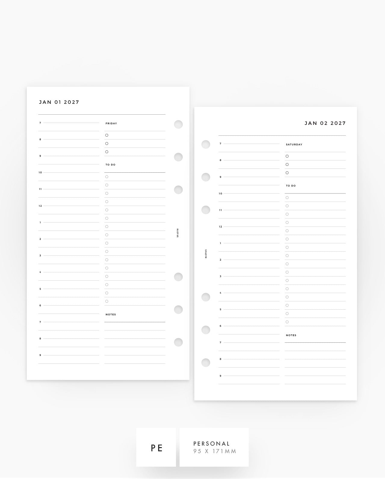 MN076 - 2027 Daily Planner Inserts - Half Hour - PREORDER