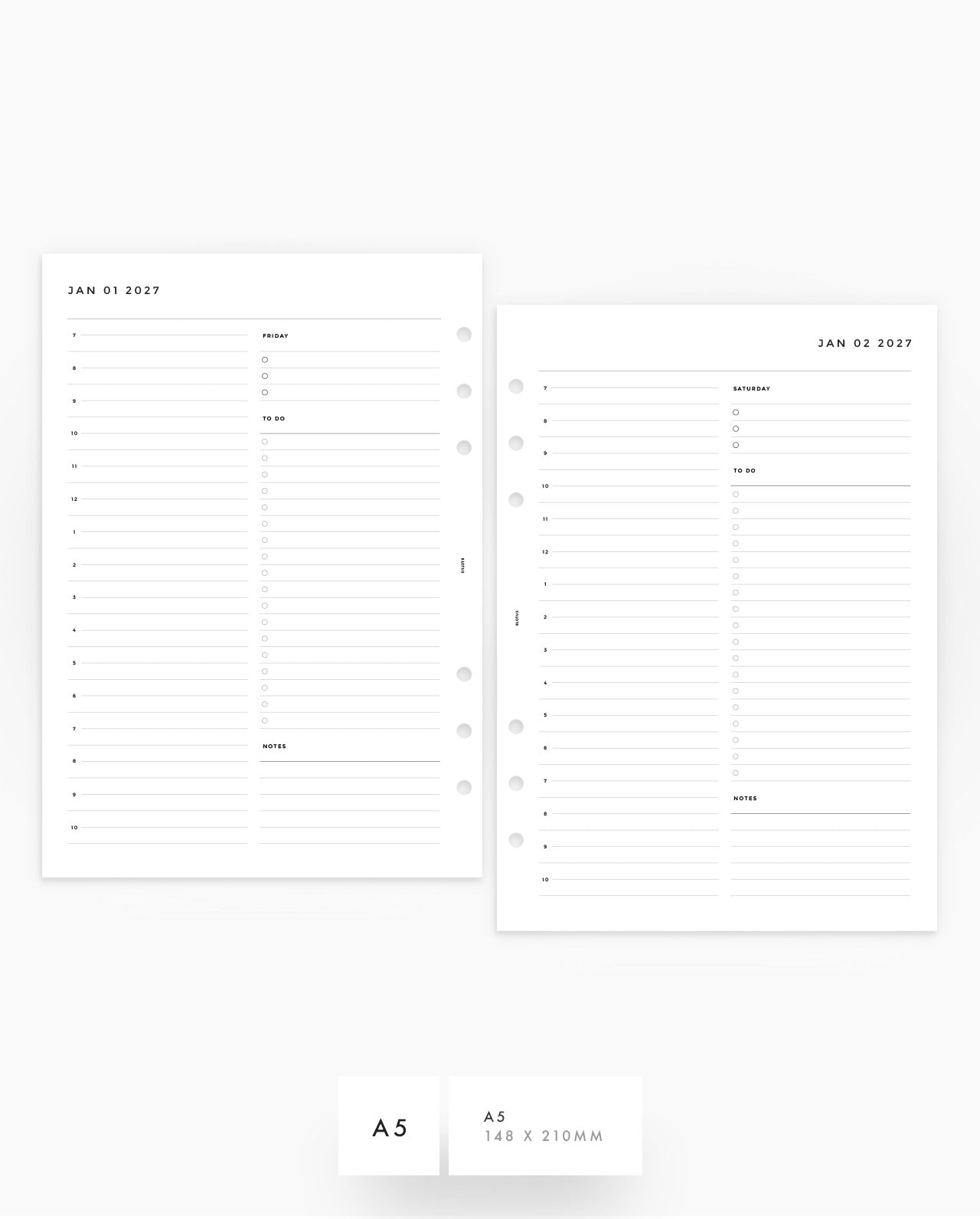 MN076 - 2027 Daily Planner Inserts - Half Hour - PREORDER