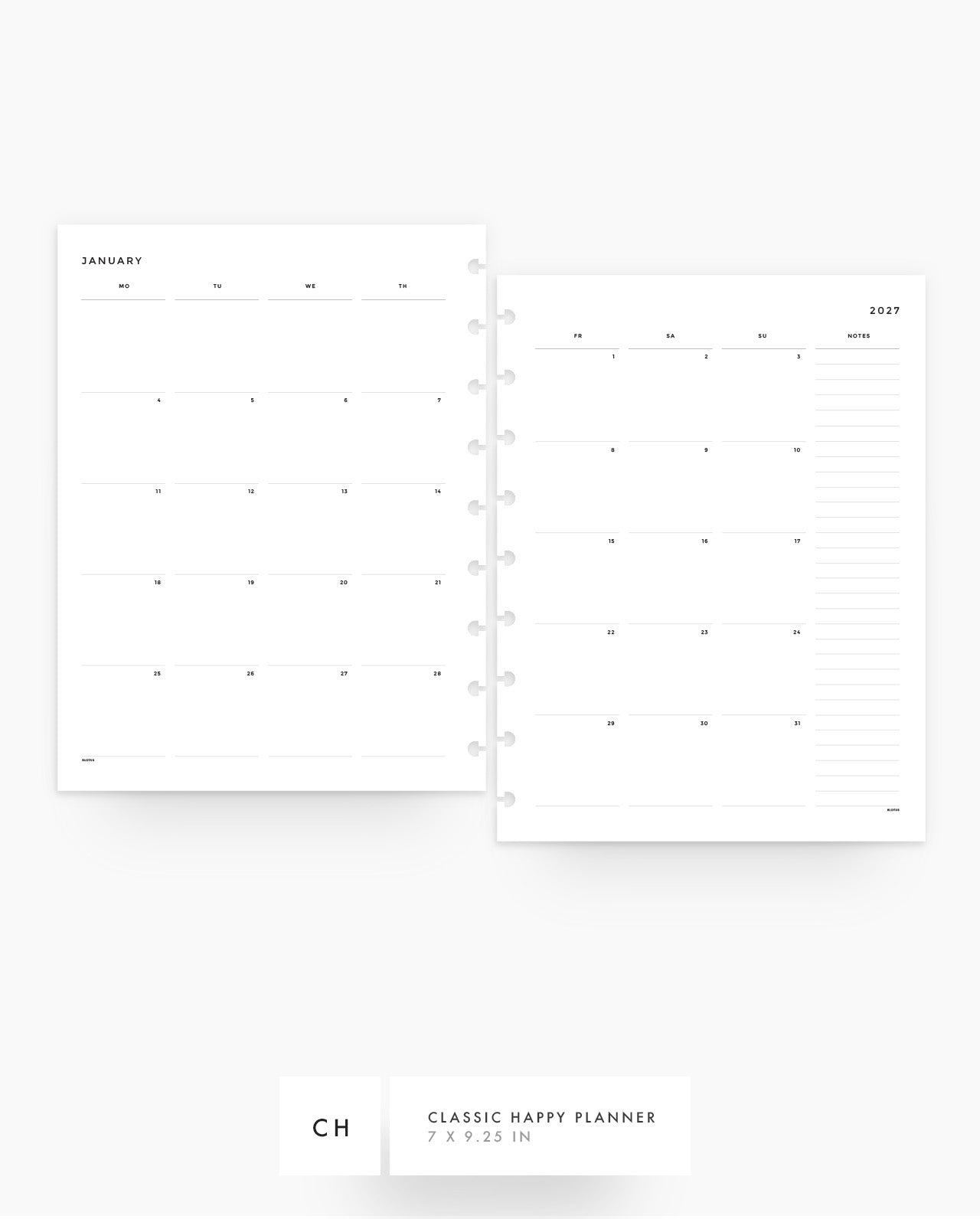 MN016 - 2027 Monthly Planner Inserts - MO4P - PREORDER