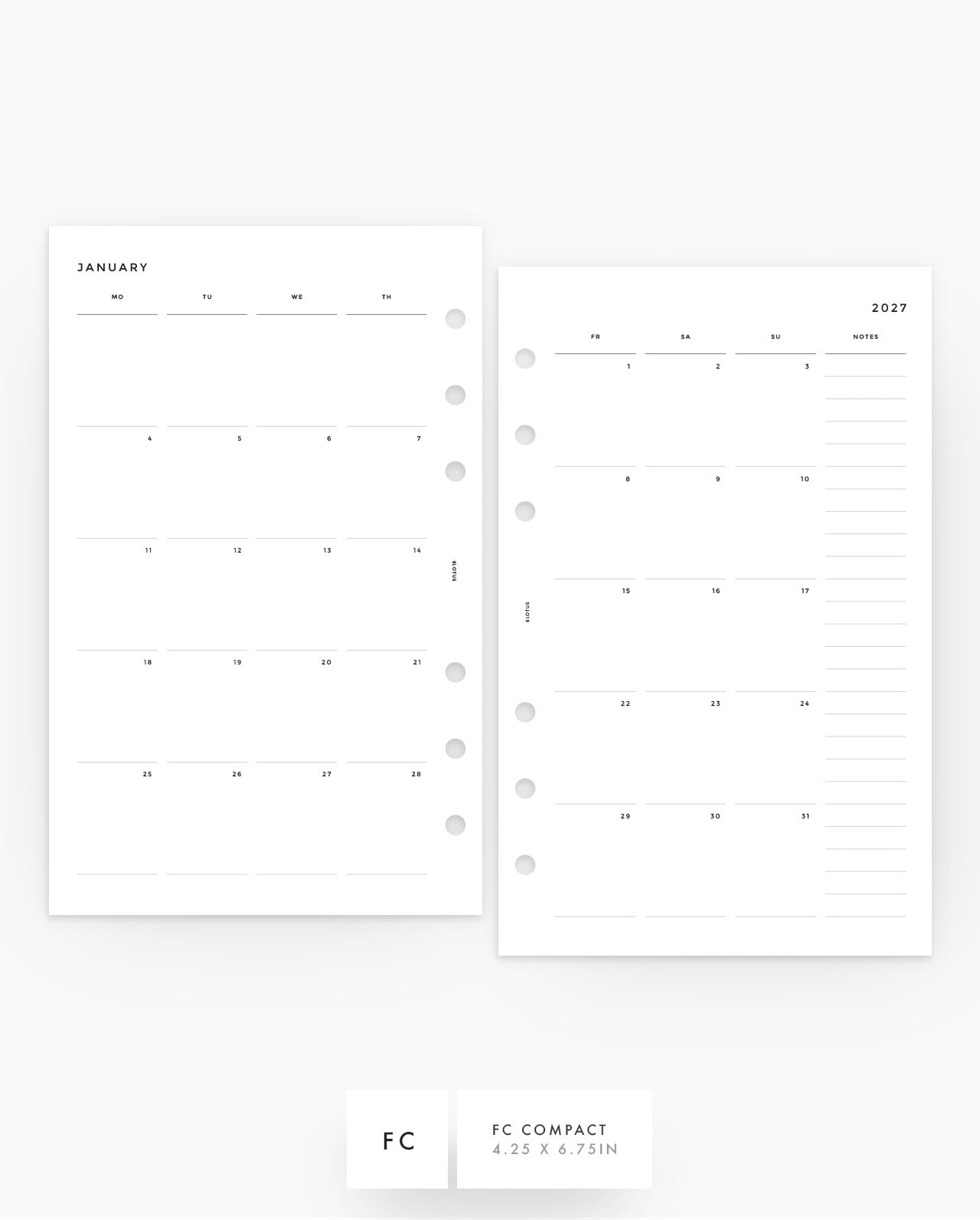 MN016 - 2027 Monthly Planner Inserts - MO4P - PREORDER
