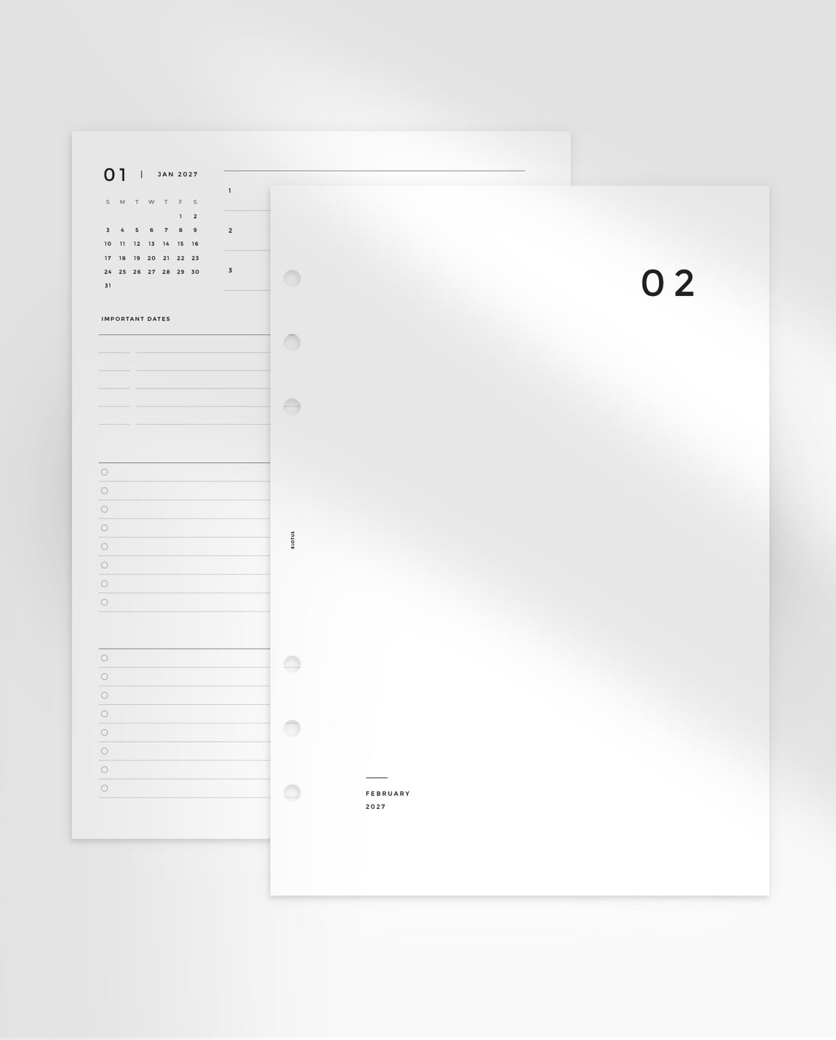 MN016 - 2027 Monthly Planner Inserts (SUNDAY START) - MO4P - PREORDER