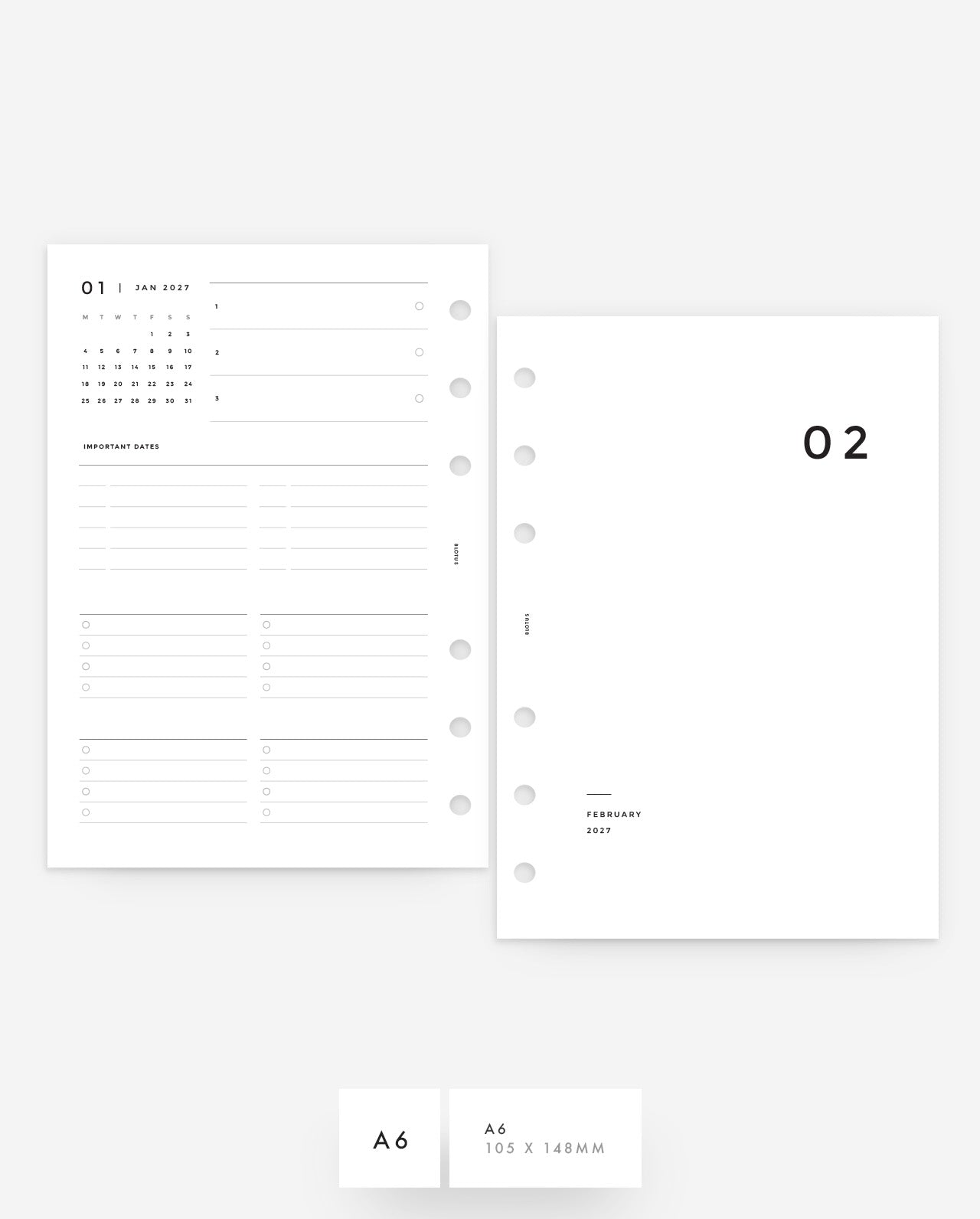 MN016 - 2027 Monthly Planner Inserts - MO4P - PREORDER