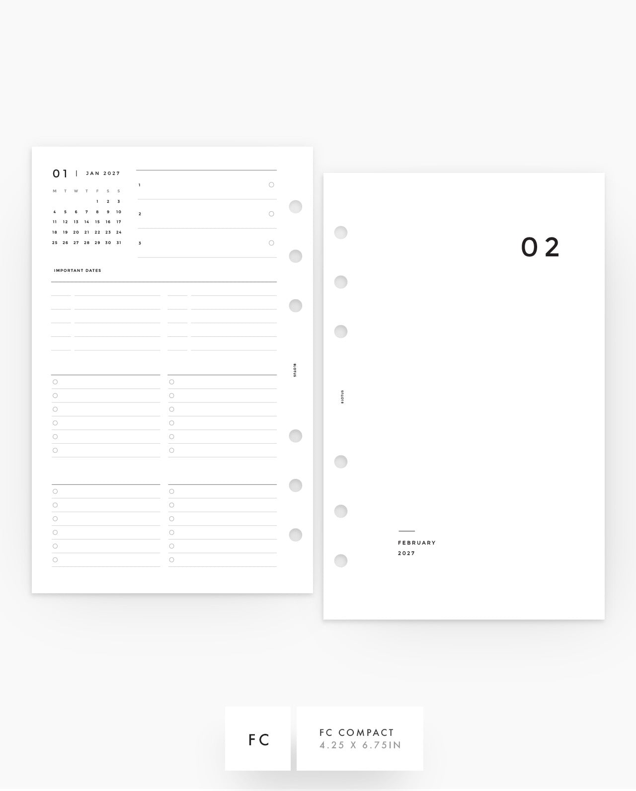 MN016 - 2027 Monthly Planner Inserts - MO4P - PREORDER