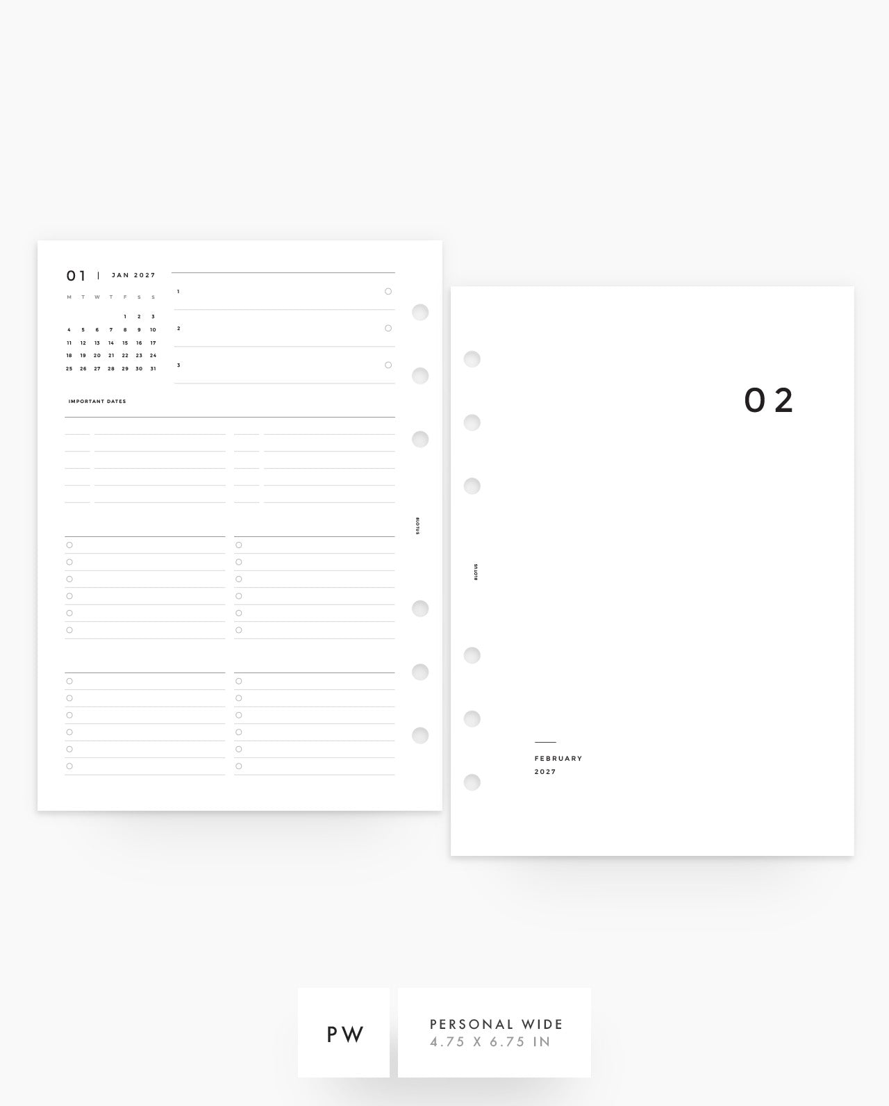 MN016 - 2027 Monthly Planner Inserts - MO4P - PREORDER