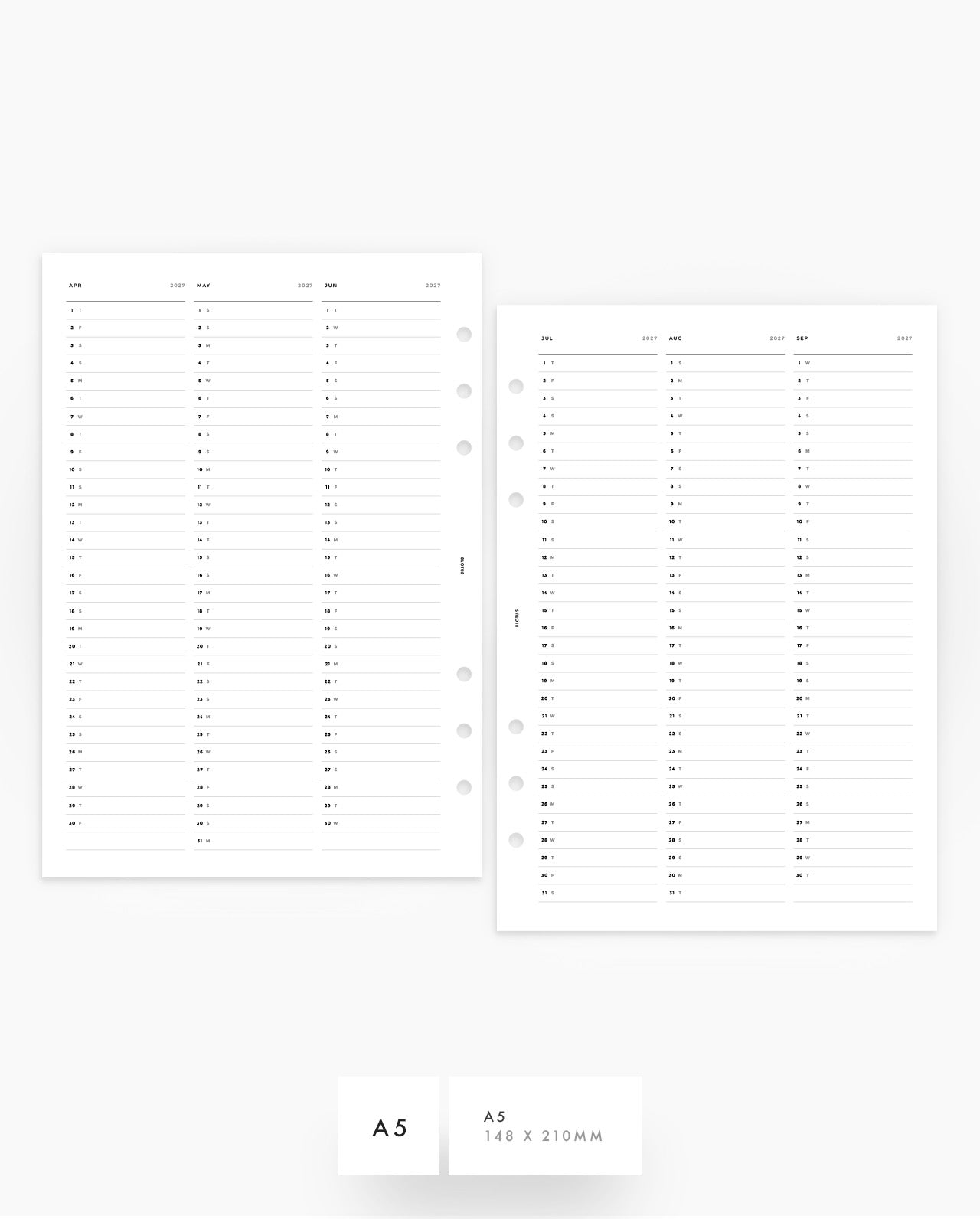MN286 - 2027 Quarterly Vertical Planner Inserts - QO1P - PREORDER