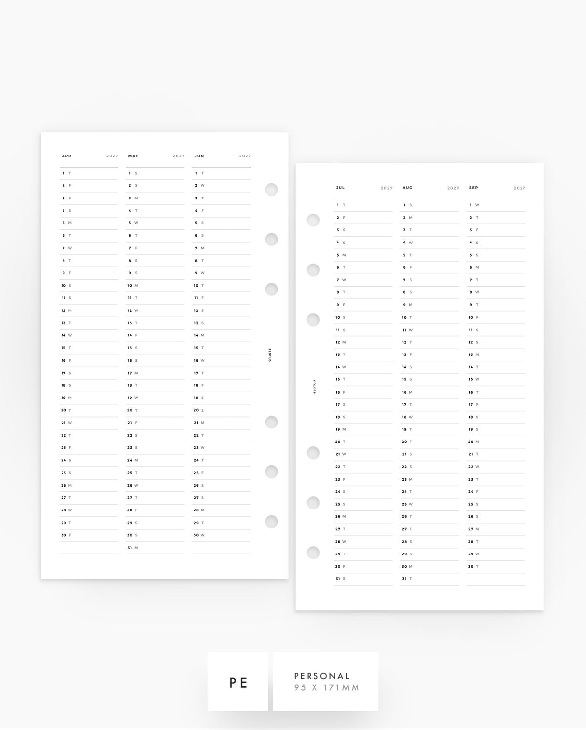 MN286 - 2027 Quarterly Vertical Planner Inserts - QO1P - PREORDER