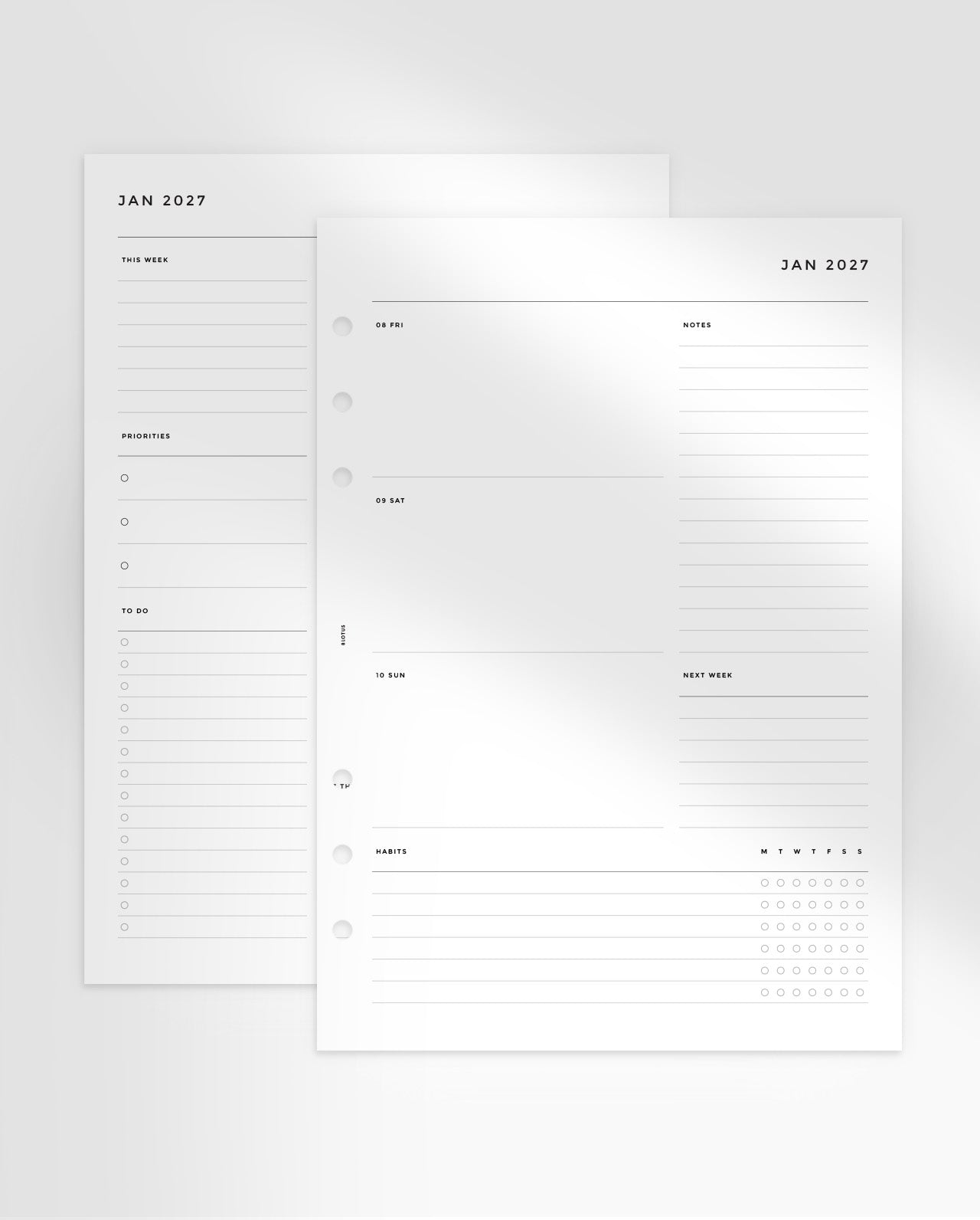 MN288 - 2027 Weekly Planner - Vertical w/ Lists & Habits - WO2P - PREORDER