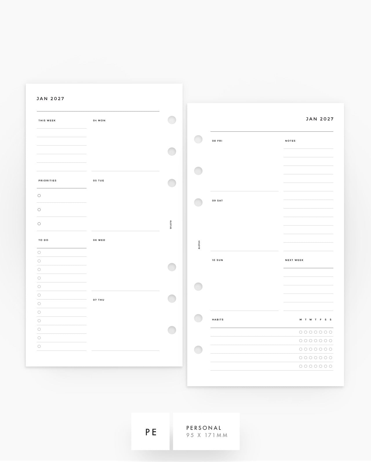 MN288 - 2027 Weekly Planner - Vertical w/ Lists & Habits - WO2P - PREORDER
