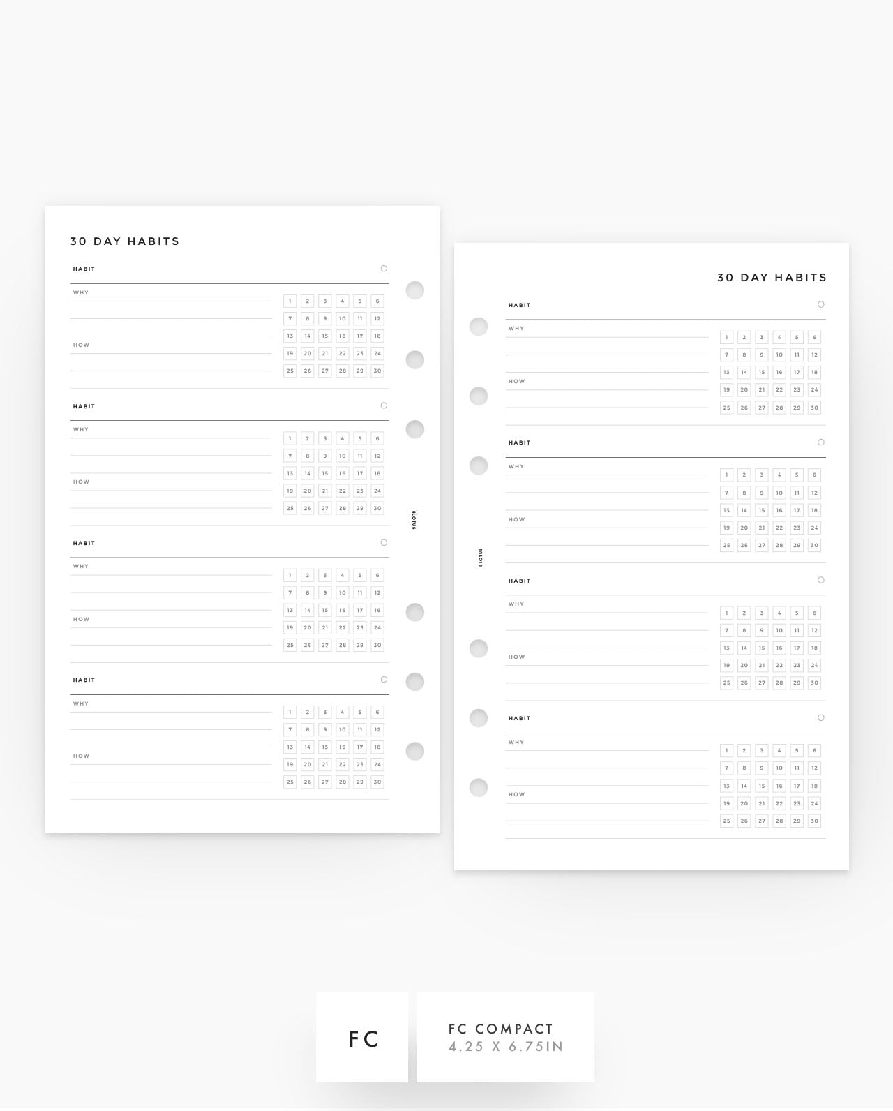 MN057 - 30 Day Habit Tracker PRINTABLE Inserts