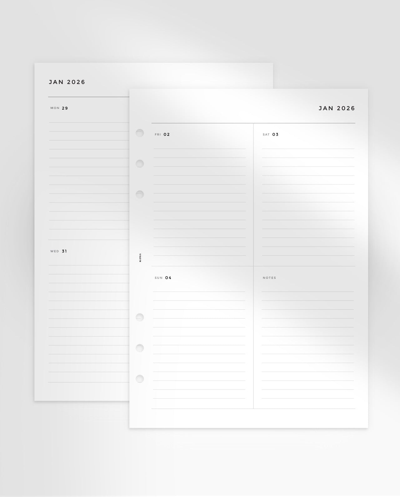 MN131 - 2026 Weekly Vertical - Lined - WO2P  - Printable PDF