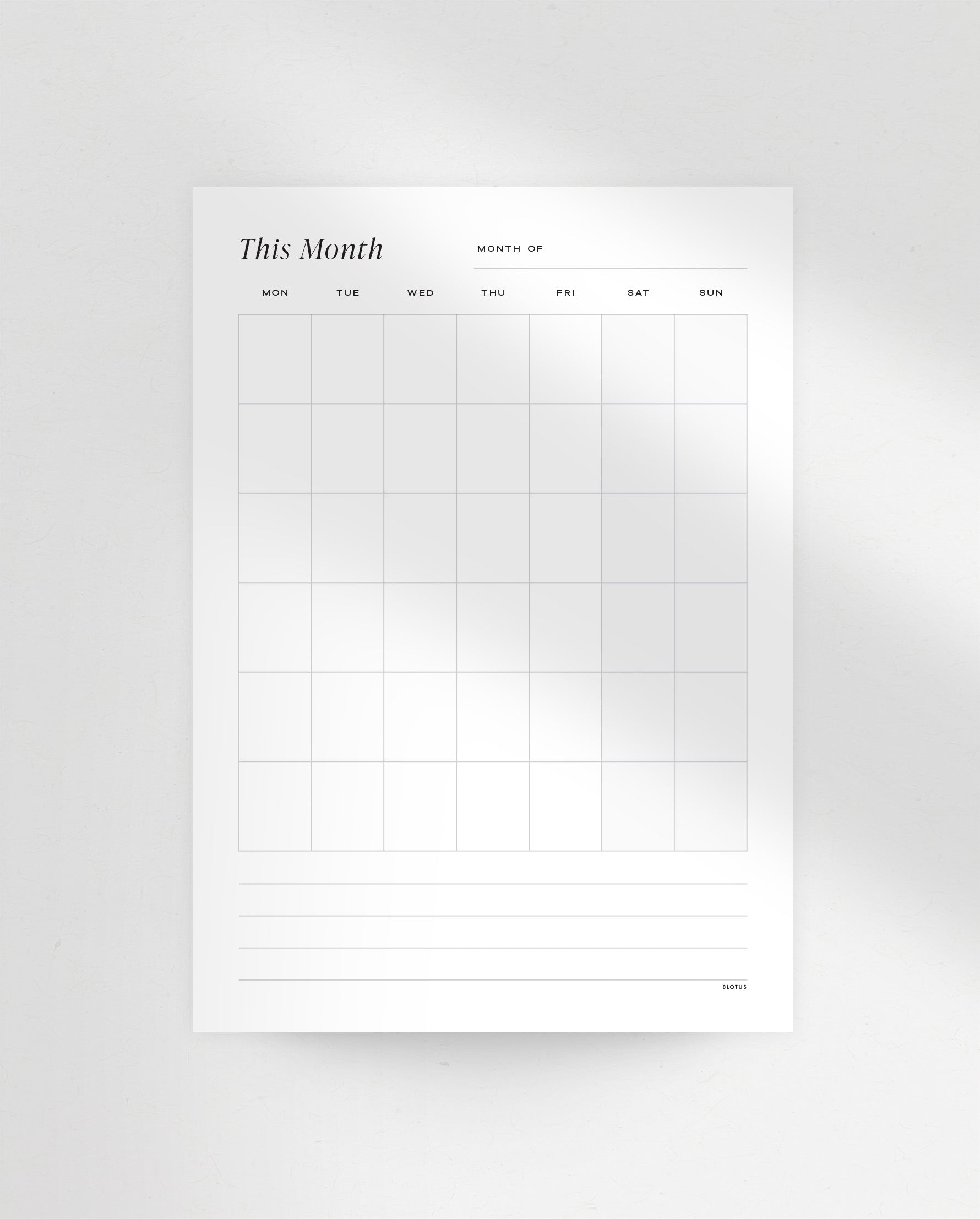 NC006 - Monthly Calendar - A6 - Notepad