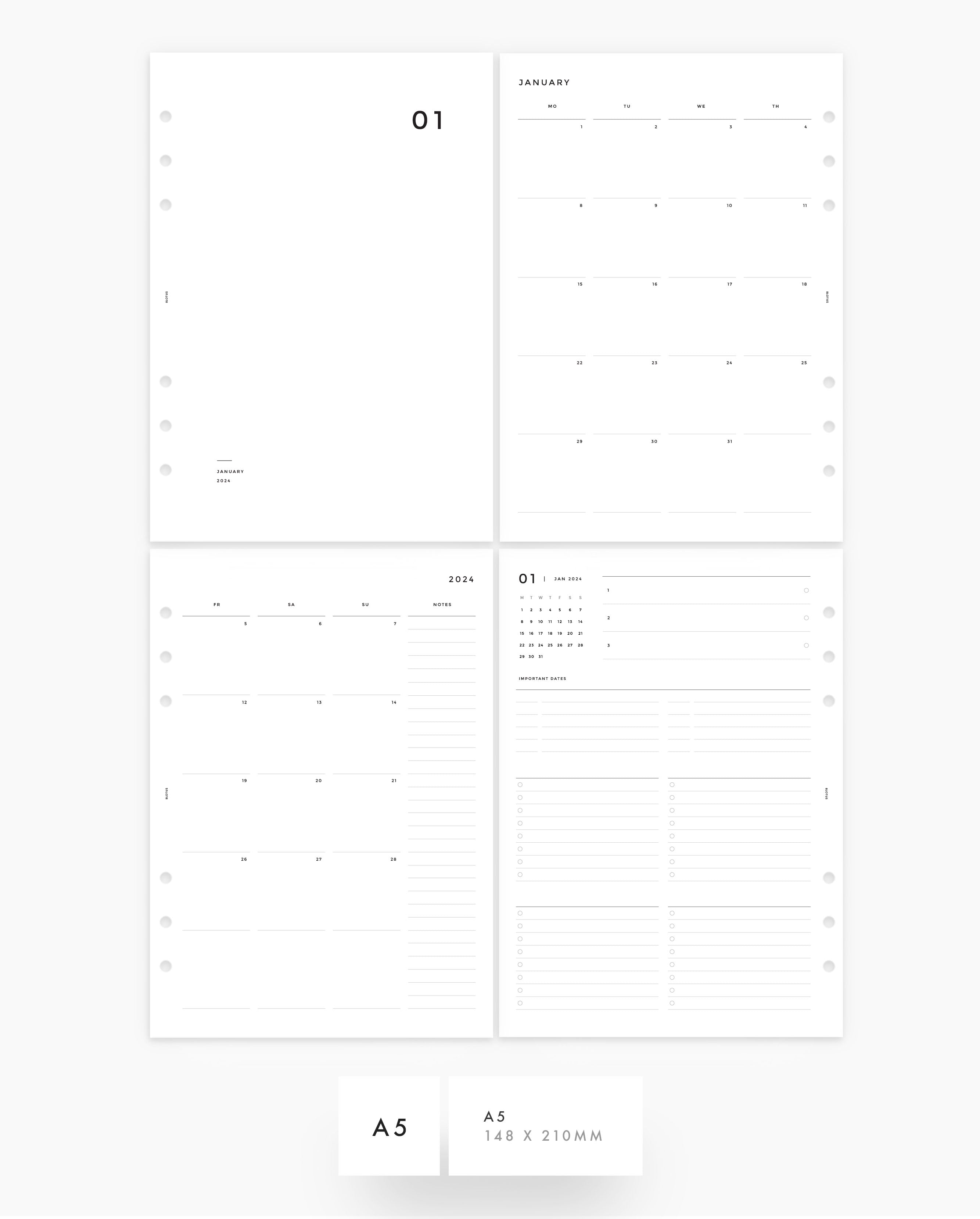 MN016 - 2024 Monthly Calendar & Planner - MO4P (SUNDAY START)