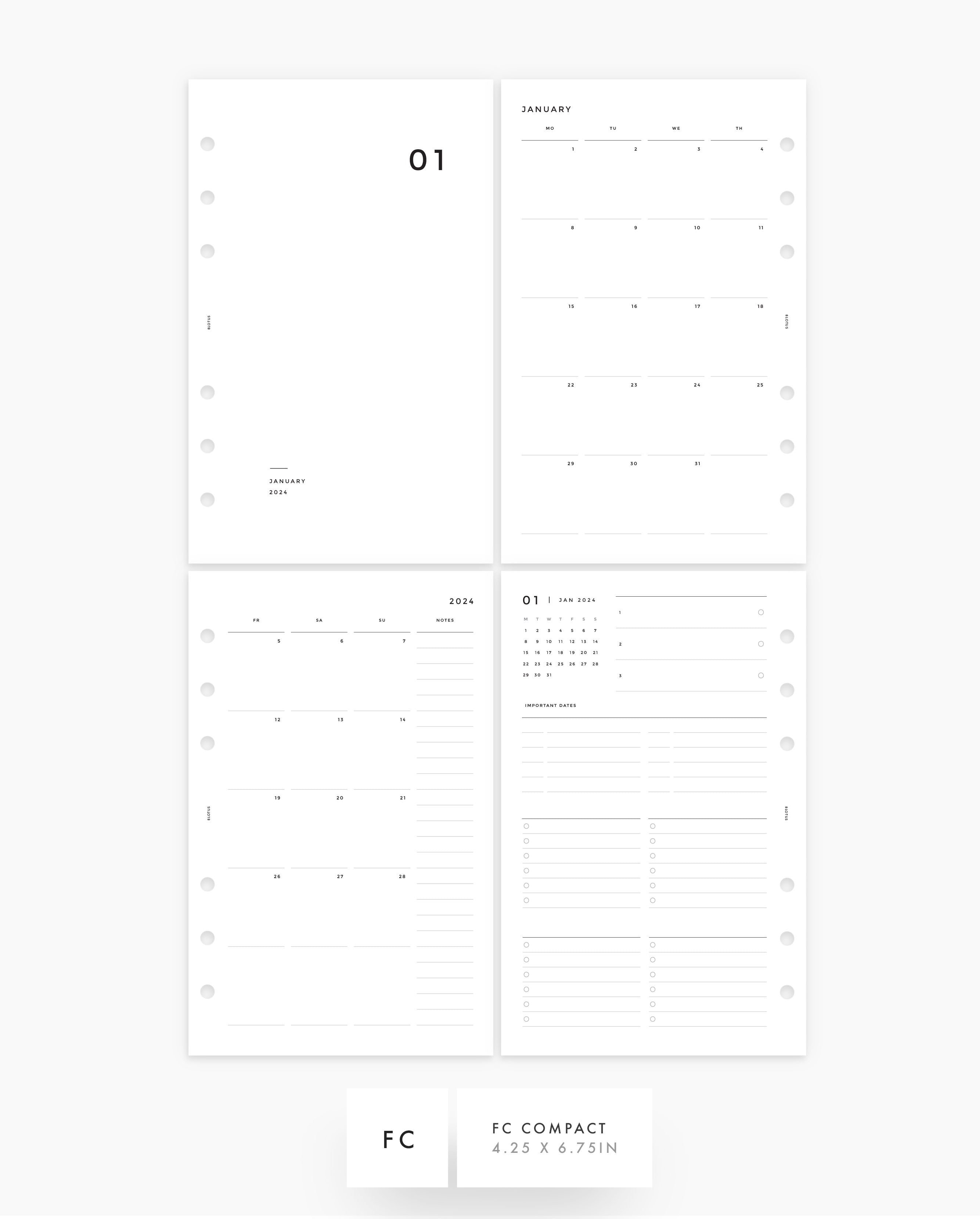 MN016 - 2024 Monthly Calendar & Planner - Printable PDF