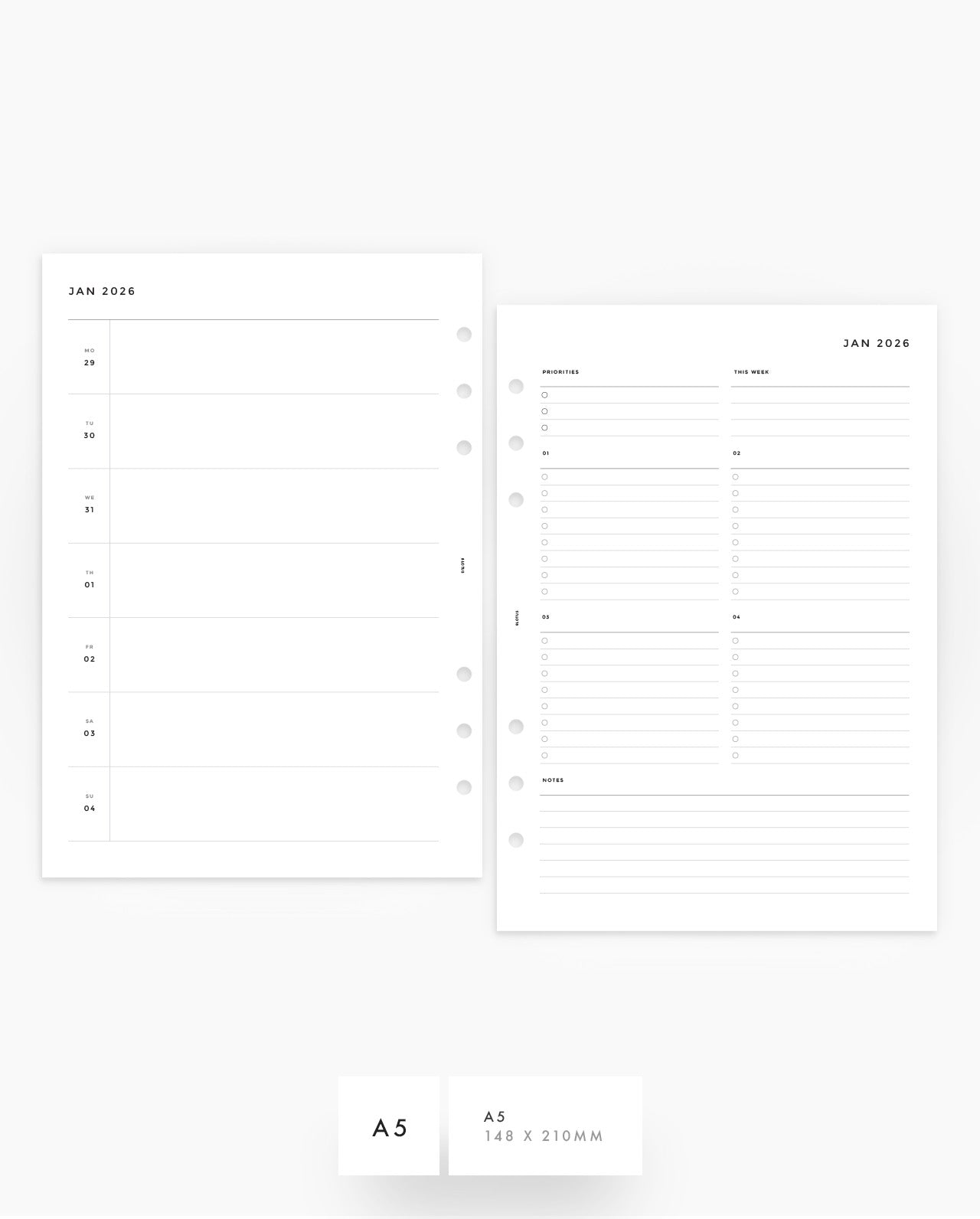 MN024 - 2027 Weekly Horizontal Custom Lists Planner Inserts - WO2P - PREORDER