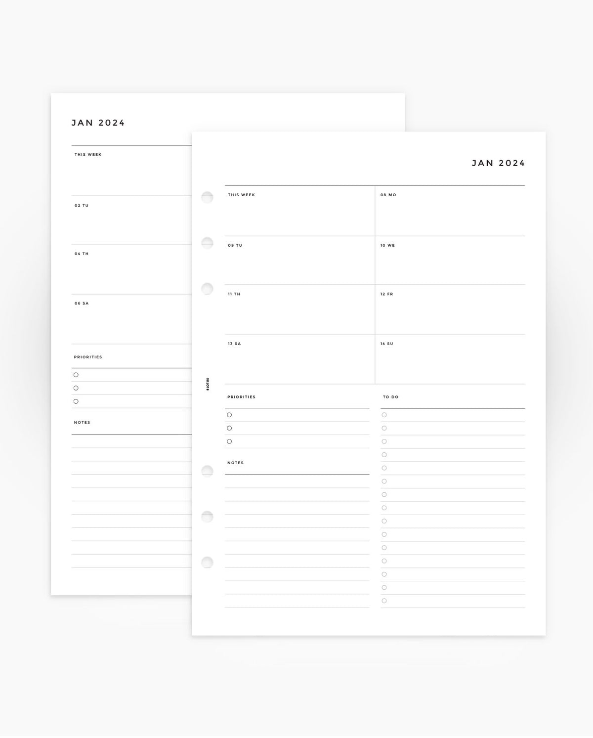 2024 Minimalist Weekly Overview Horizontal Planner Inserts- 8LOTUS